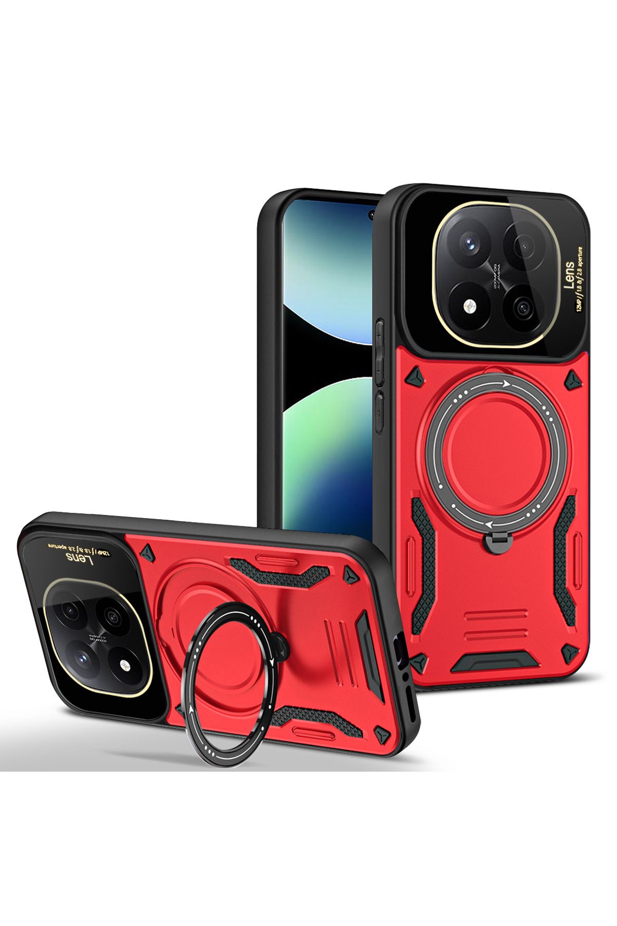 Rivor Xiaomi Redmi Note 14 Pro 4G Kılıf Kamera Lens Korumalı Magsafe Destekli Manyetik Halka Standlı Kapak