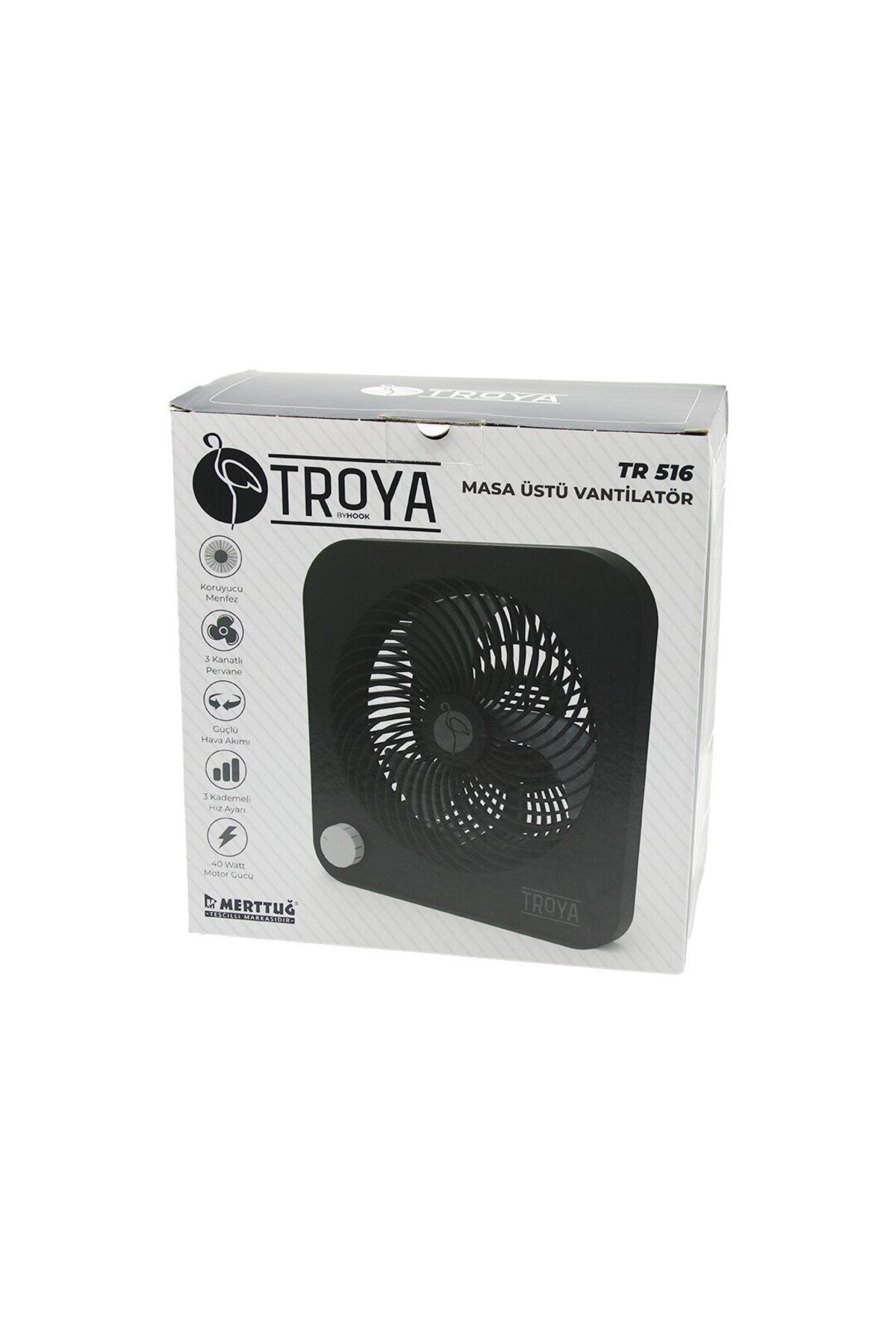 POEBGO FAMİLY'S MASA ÜSTÜ VANTİLATÖR FAN=22CM 3 KADEME HIZ 40W 3 PERVANE SİYAH PLS.STAND=28X27X13CM TR-516 (5162)