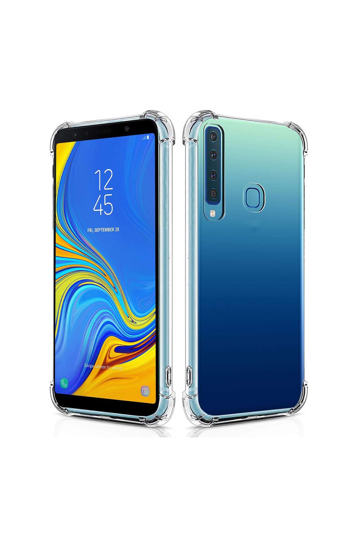 CaseArt Samsung Galaxy A9 2018 ile uyumlu Kapak Köşe Korumalı Airbag Antishock Şeffaf Silikon Kılıf