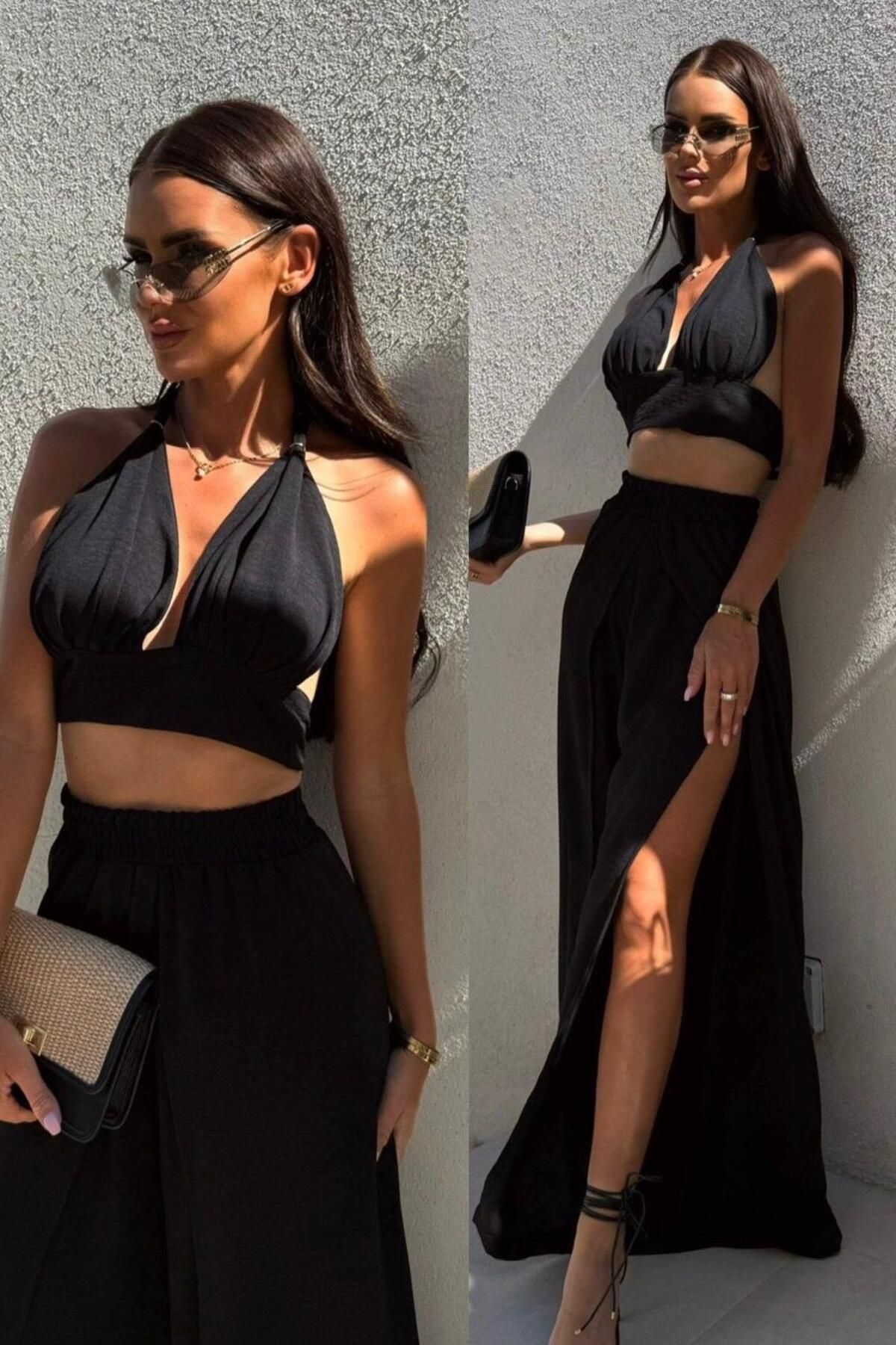 bb butik basic Özel Seri Full Yırtmaç Detaylı Tasarım İkili Takım ...