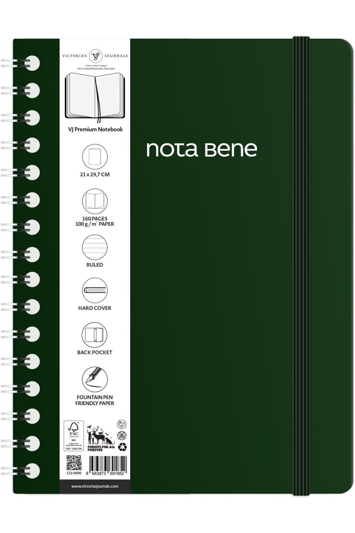Mu Art Ahşap Mrt Bene Spiralli Premium Sert Kapak Defter, 21x29,7 cm, Çizgili Art 871301