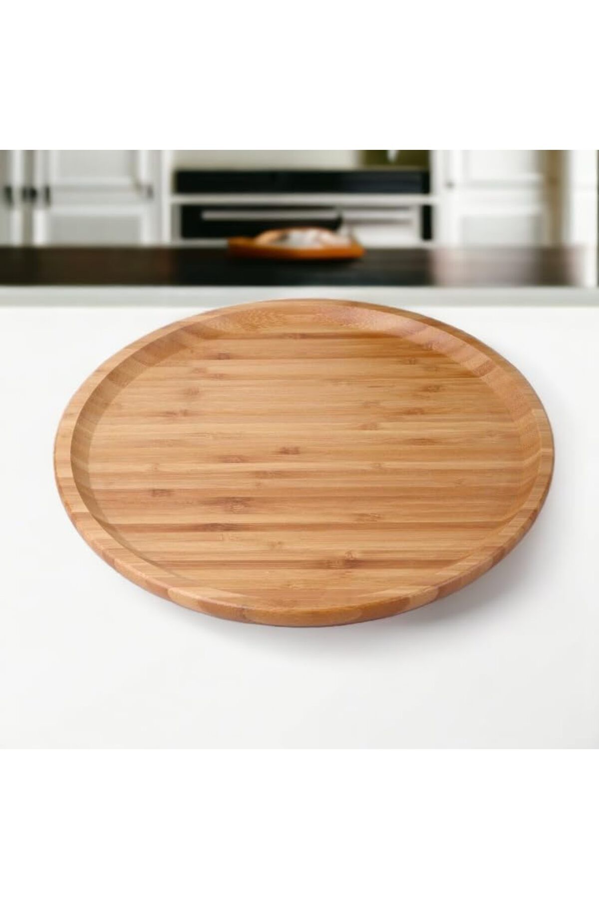 LUXE Bambu Lüx Yuvarlak Servis 30 * 30cm, Sunumluk & Çerezlik Sunum Tabağı LXSHP 1055529