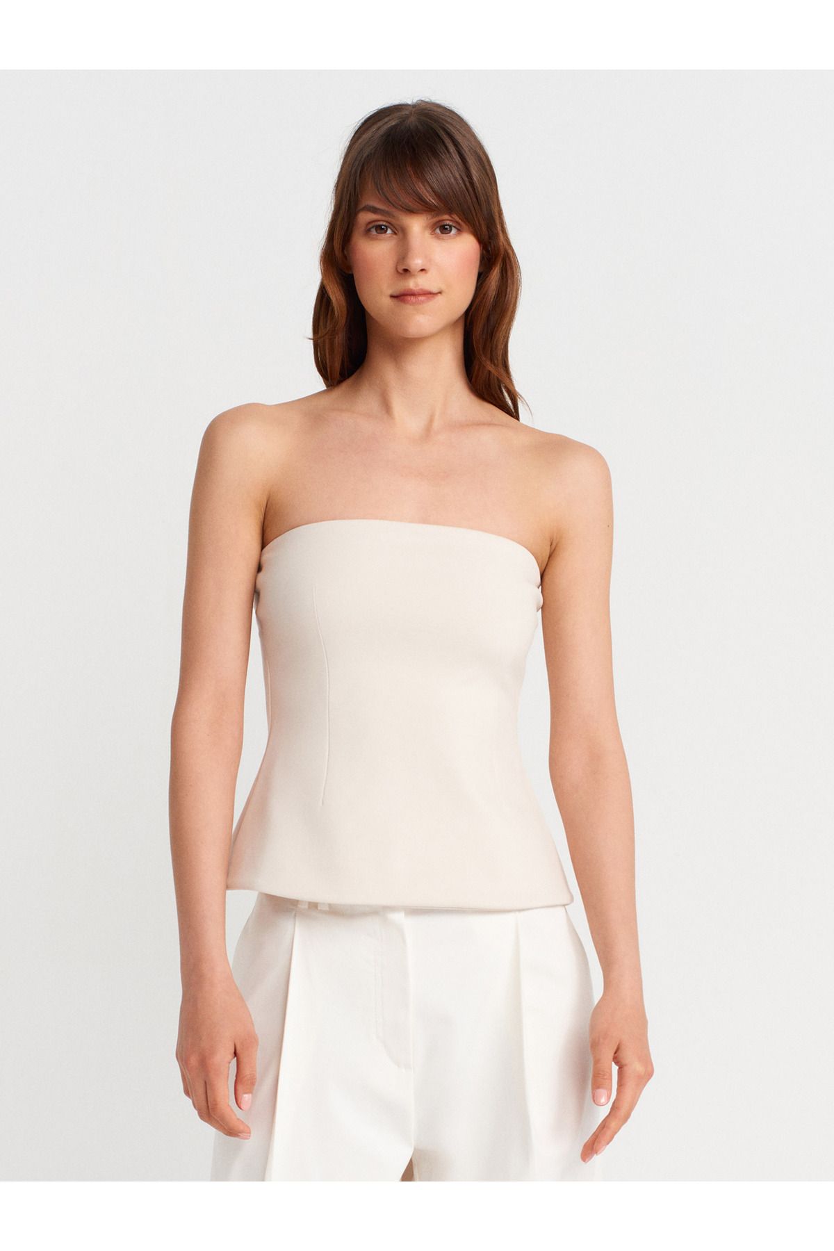 Dilvin 31860 Straplez Top-Açık Bej