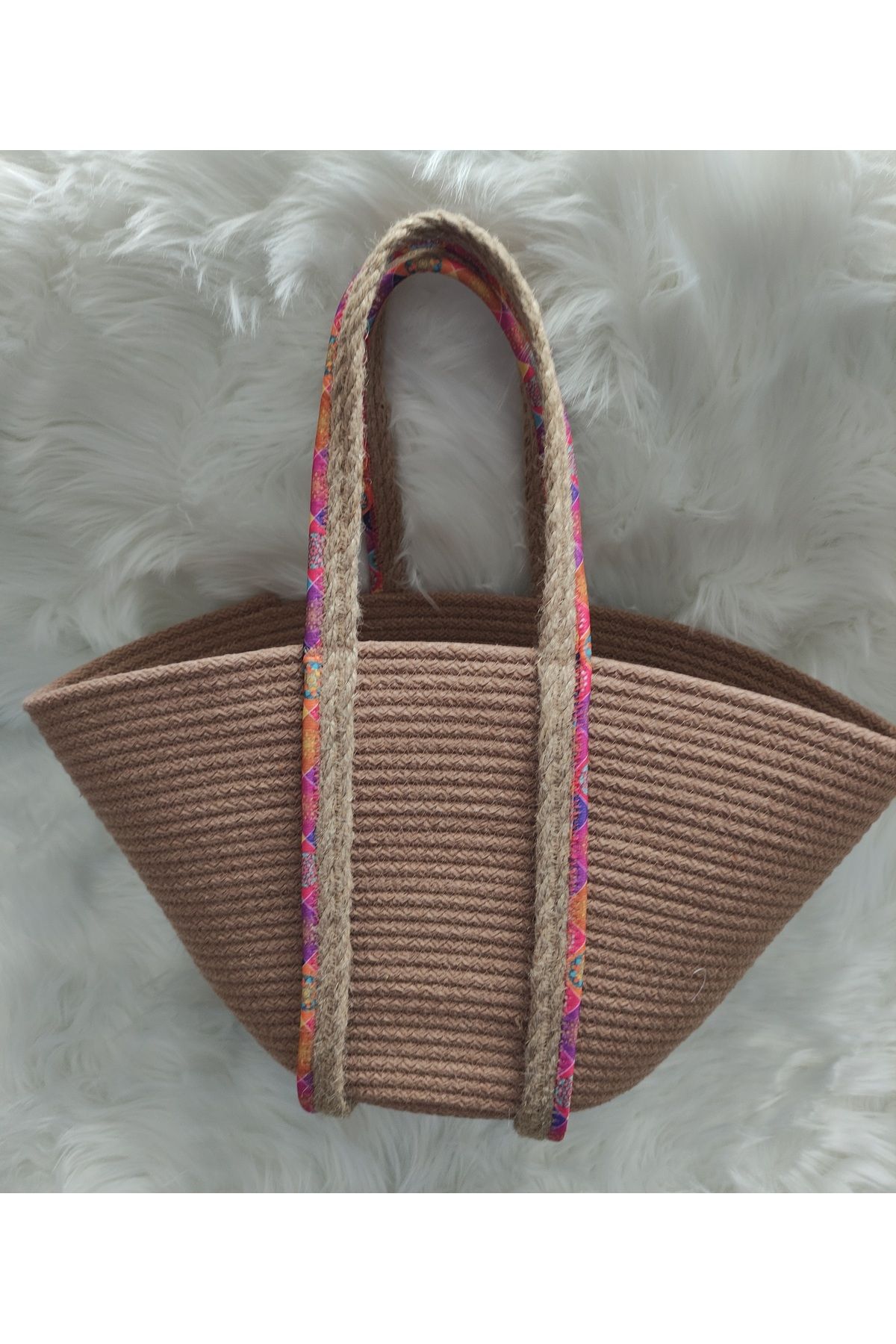 shop EL YAPIMI PAMUK KORDON ÇANTA Taban22cm Genişlik45cm Yükseklik22cm