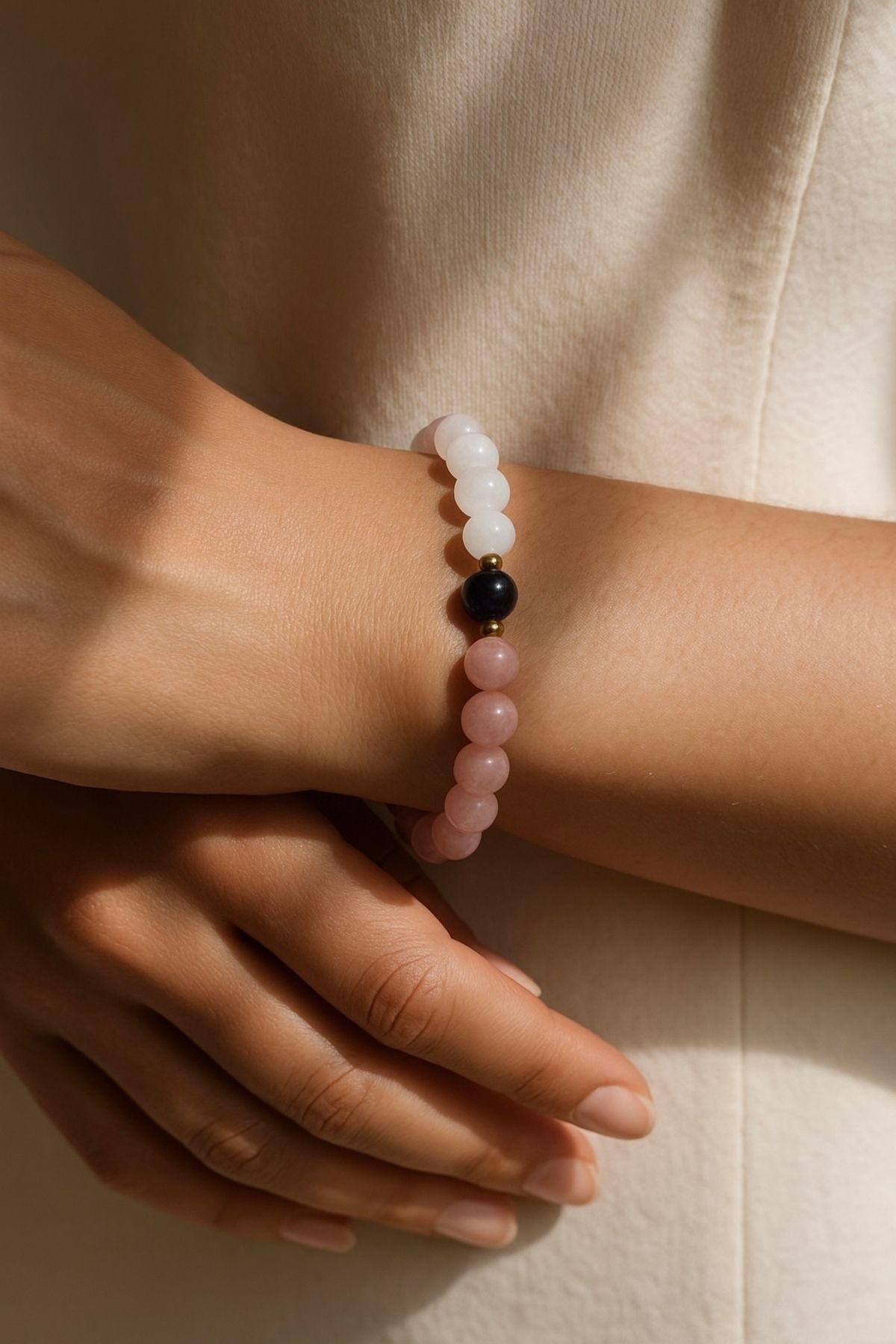 Padore Accessory 🌸 Sevgi ve Koruma: Pembe Kuvars, Ay Taşı ve Ametist Kadın Doğal Taş Bileklik – Sertifikalı