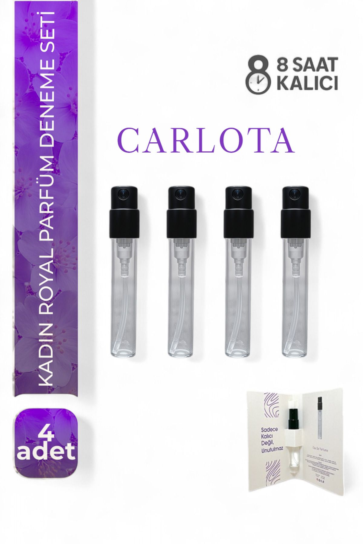 CARLOTA Kadın Mini Parfüm Deneme Seti | 4 x 3ml | Kalıcı EDP Esanslı Şık Mini Şişeler