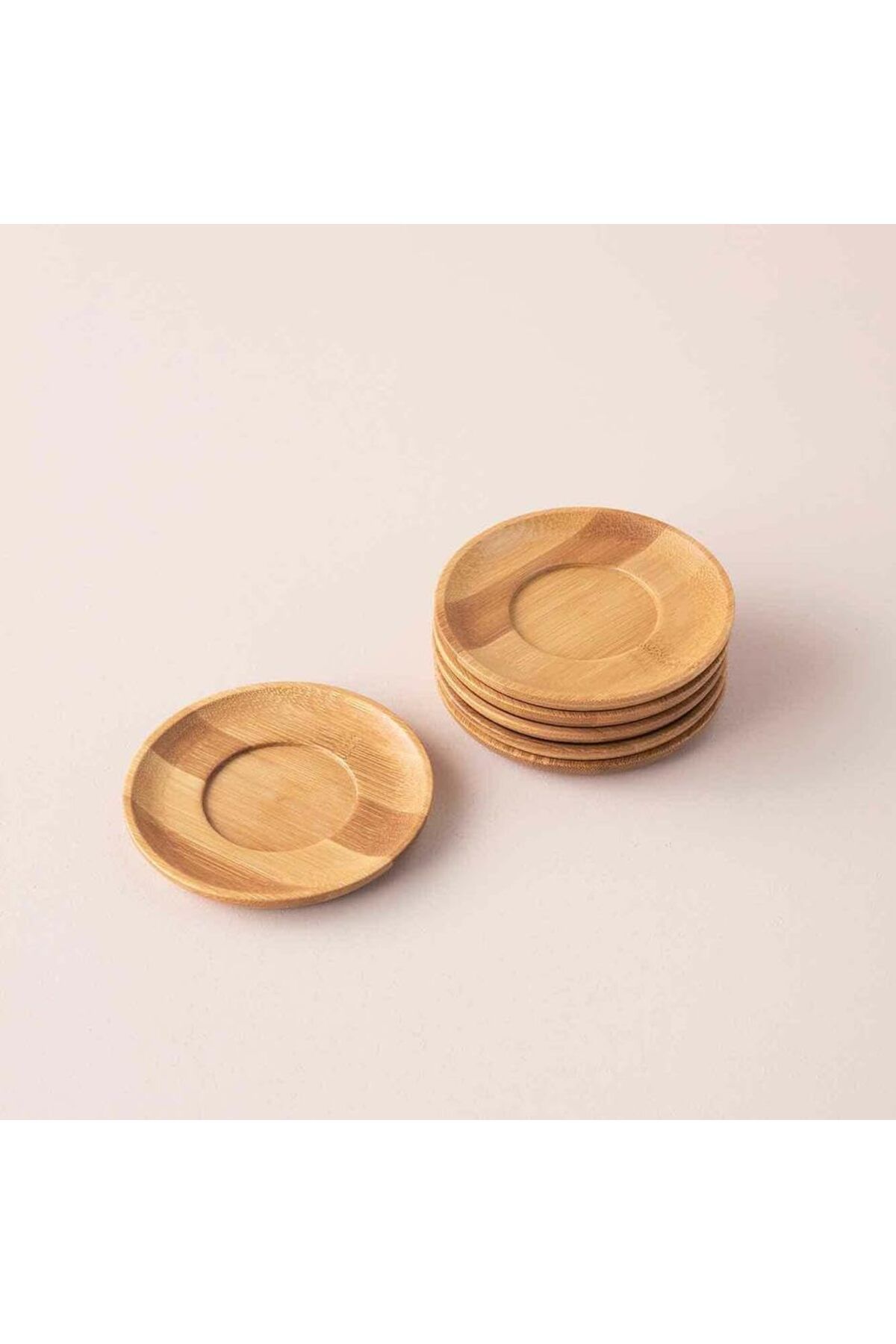 STOREMAX ELZ HOME Bambu Natürel 6 Adet Yuvarlak Çay Tabağı 10 cm FRNTR 1127478