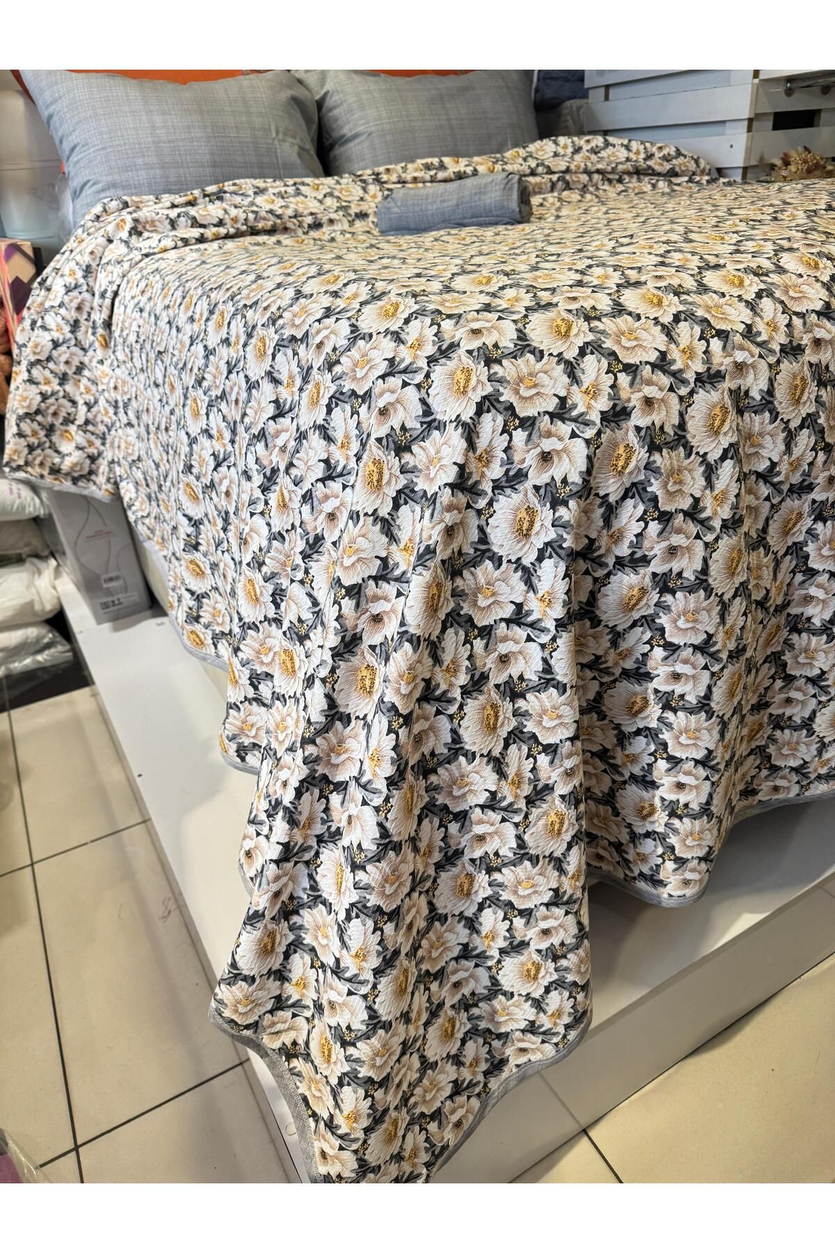 ŞENER HOME-Daisy Patterned Sheet Elastic Double Pique Set 3