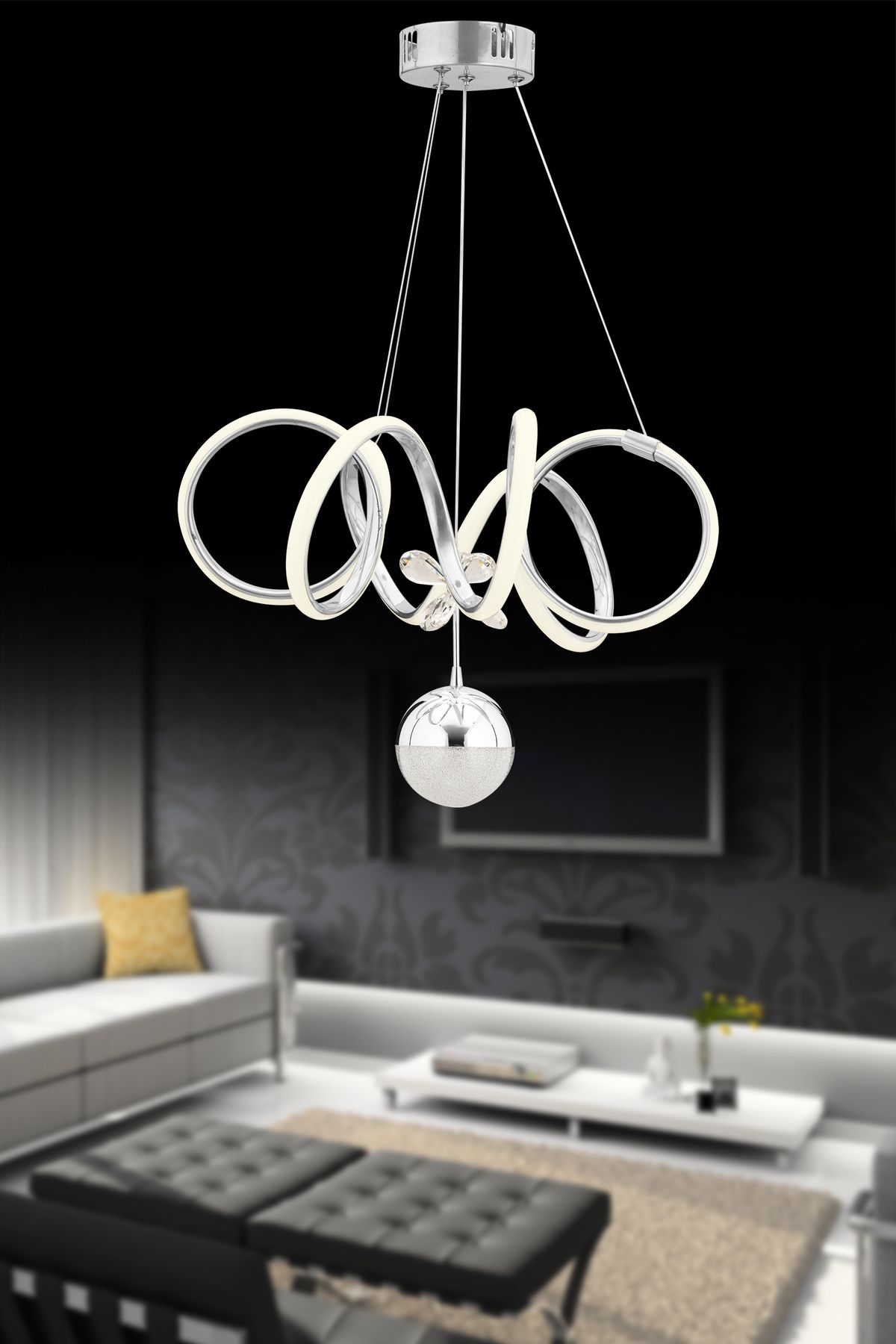 İstanbul Avize İstanbul Avize Gümüş Sea Beyaz Power Ledli Modern Led Avize