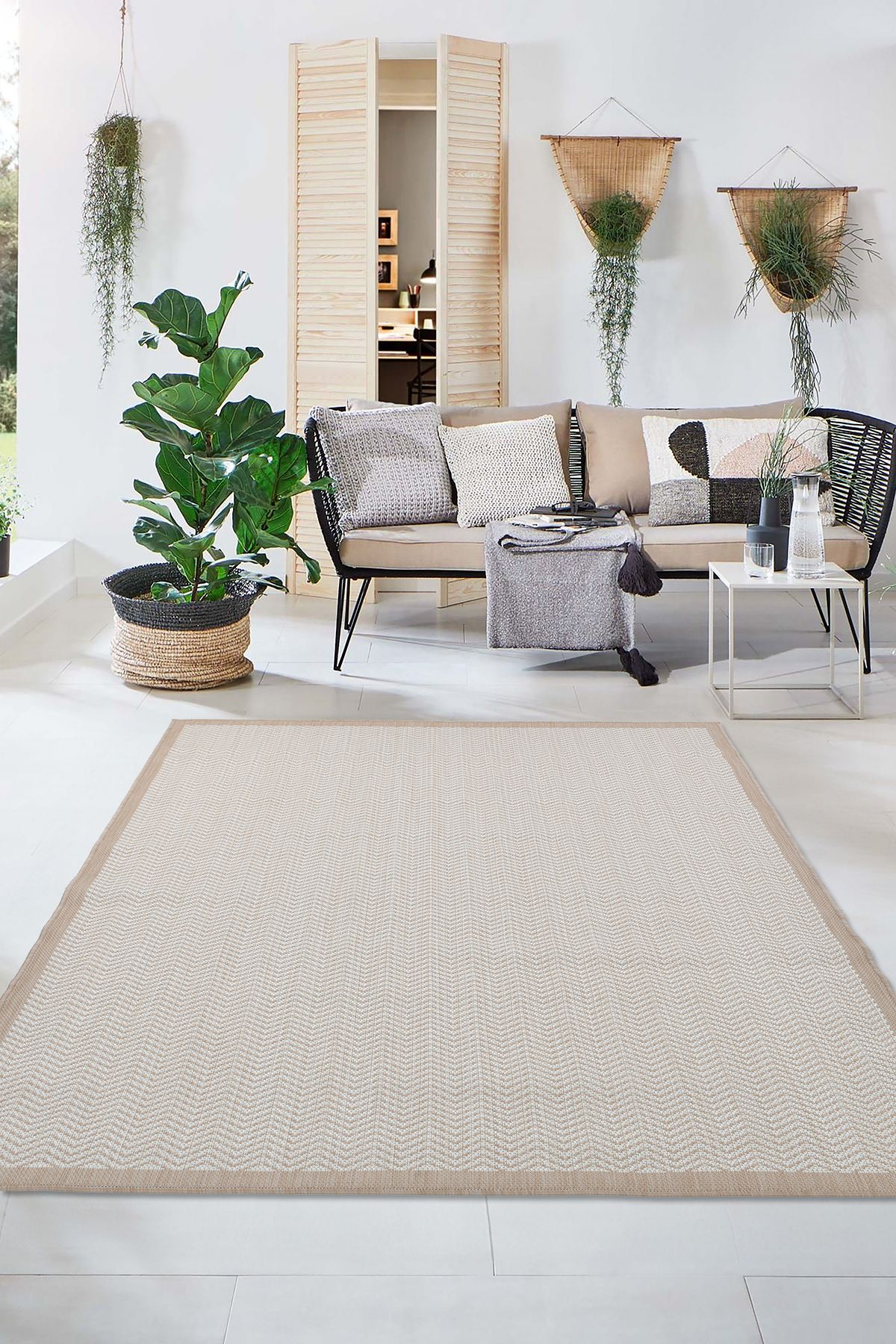 Giza Home Eco Katlanabilir Sisal Balkon Teras Bahçe Piknik Kamp Mutfak Dokuma Halı Kilim