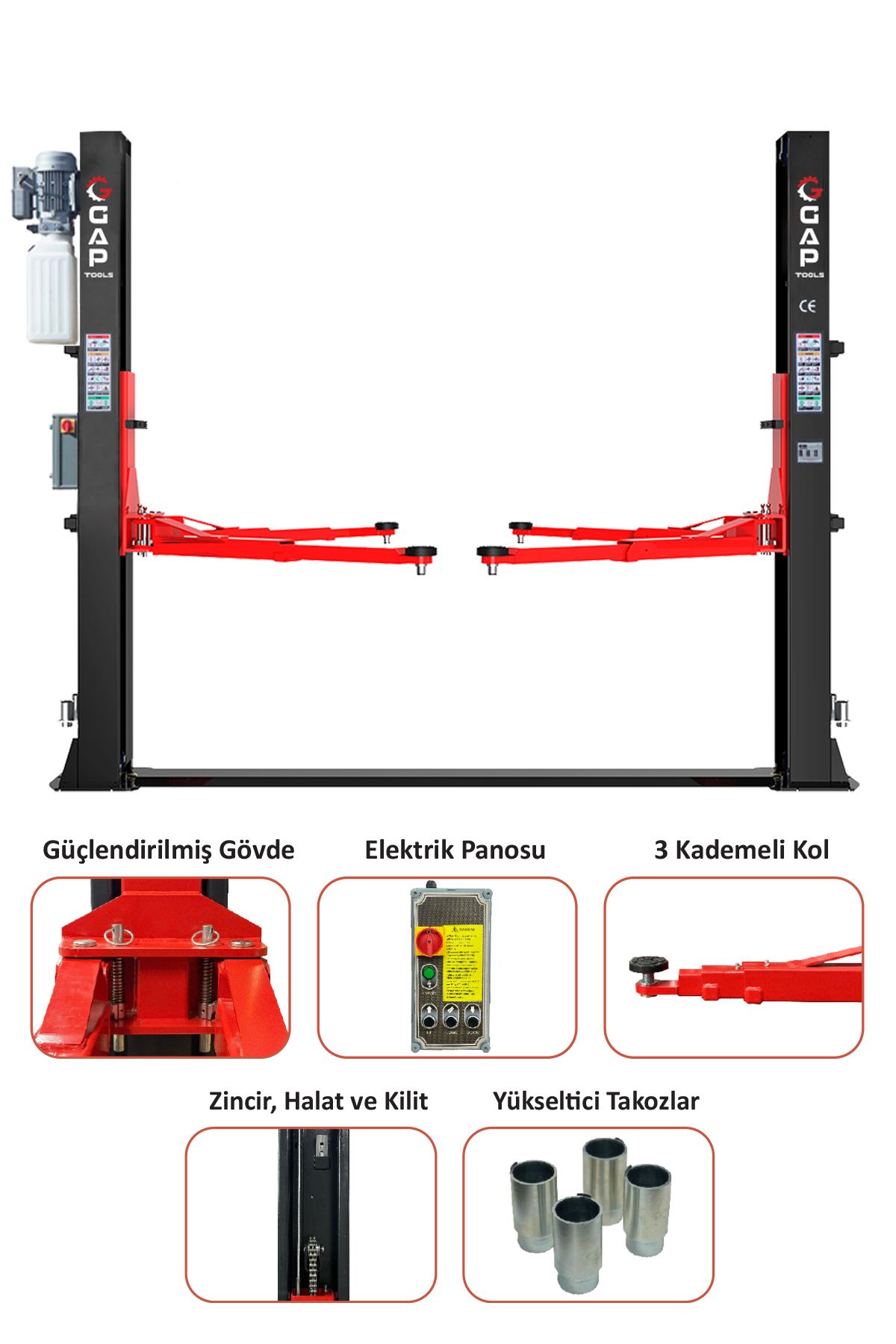 G GAPTOOLS 4 Ton Tam Otomatik Iki Sütunlu Hidrolik Lift GPL102