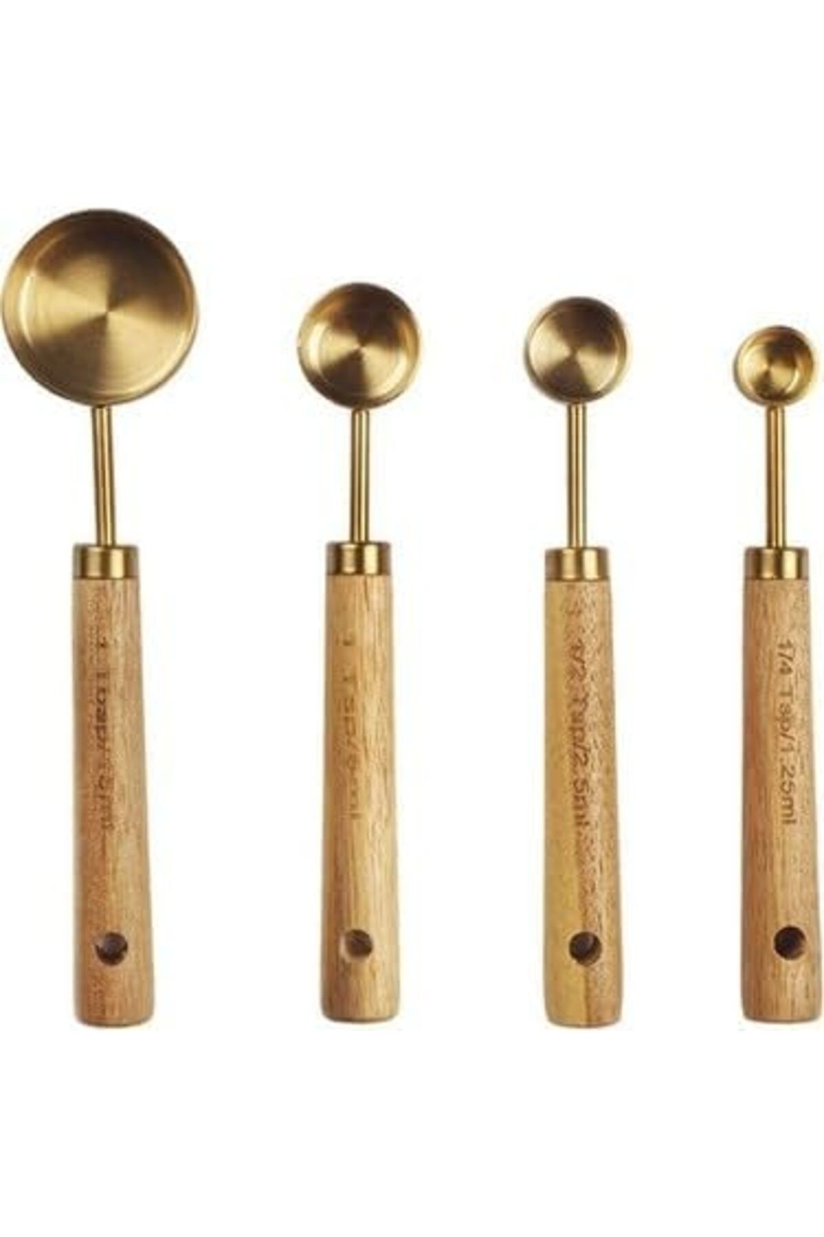 STOREMAX ELZ Home Ahşap Saplı 4'lü Ölçüm Kaşığı Seti FRNTR 1127478
