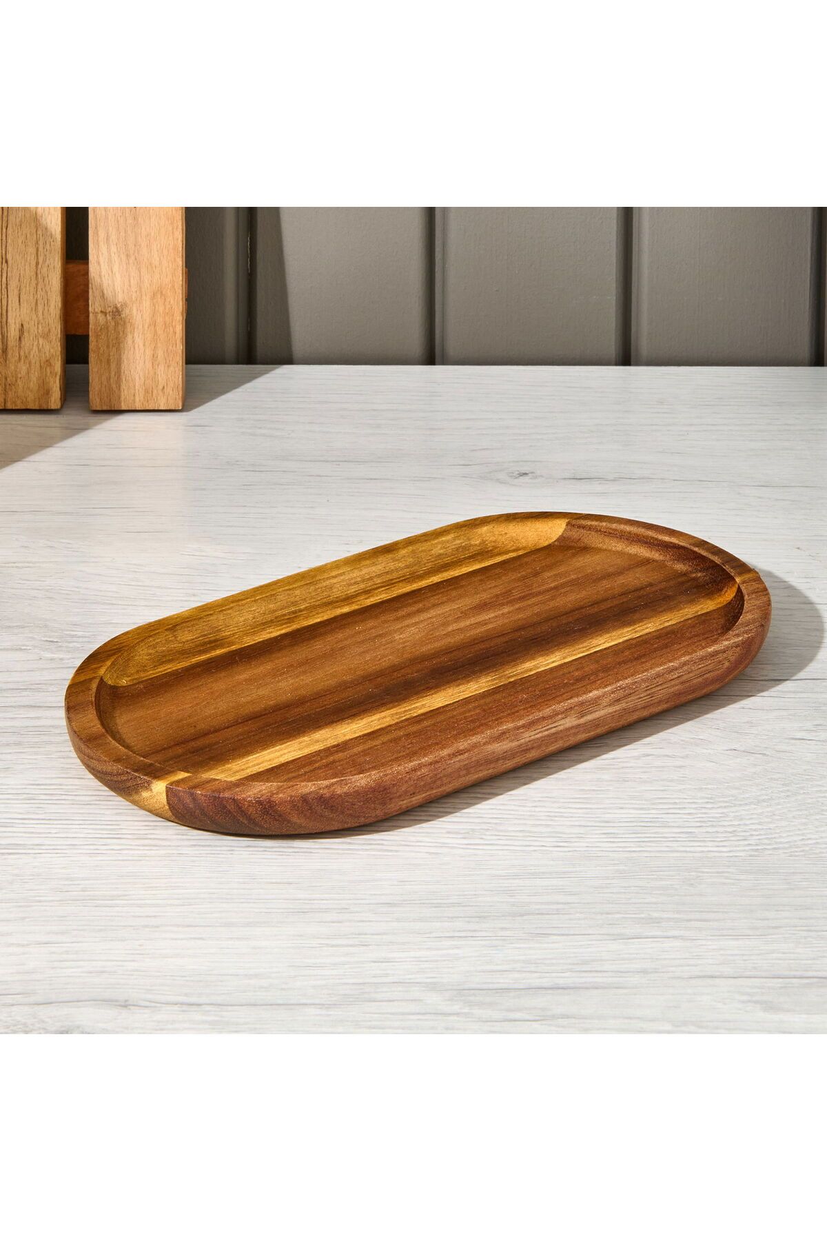 MATMEL Akasya Oval Servis Sunum Tabağı - Kahverengi - 24x13x1,6 cm