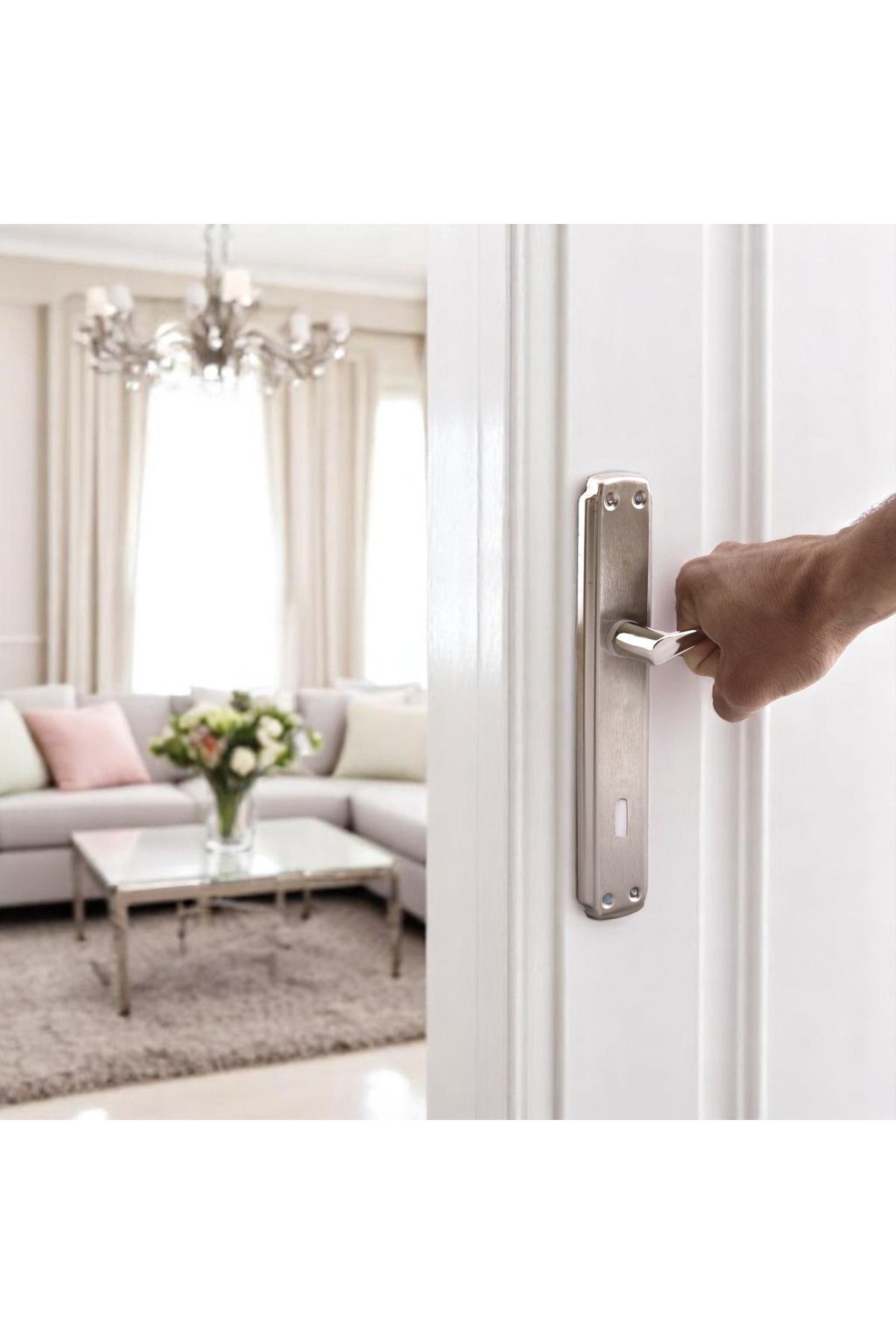 NZB-(5 Sets) Room Door Handle + (2 Sets) Wc Bathroom Door Handle Suitable for Left and Right Toilet Door Handle Set 7
