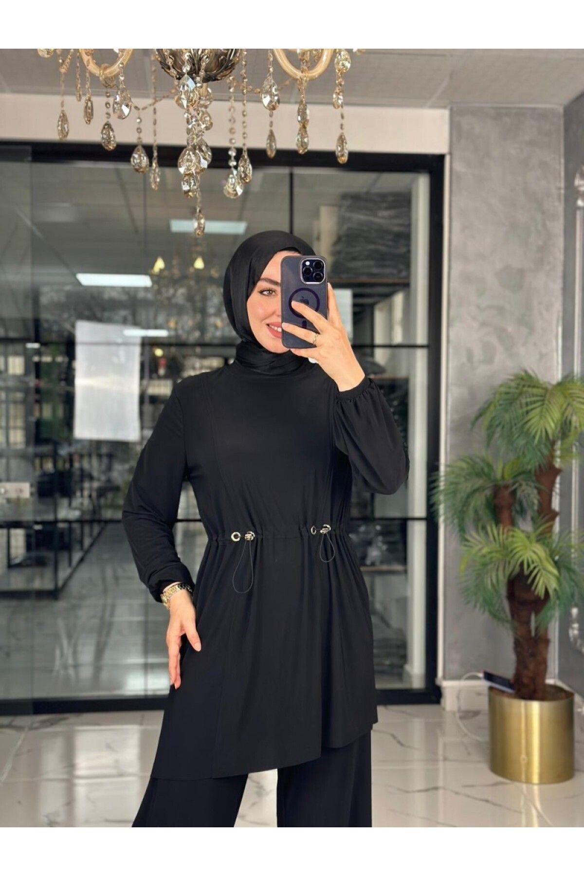 Zümra Tesettür Moda Lalezar Takım-Siyah Siyah Beden 1-40-42