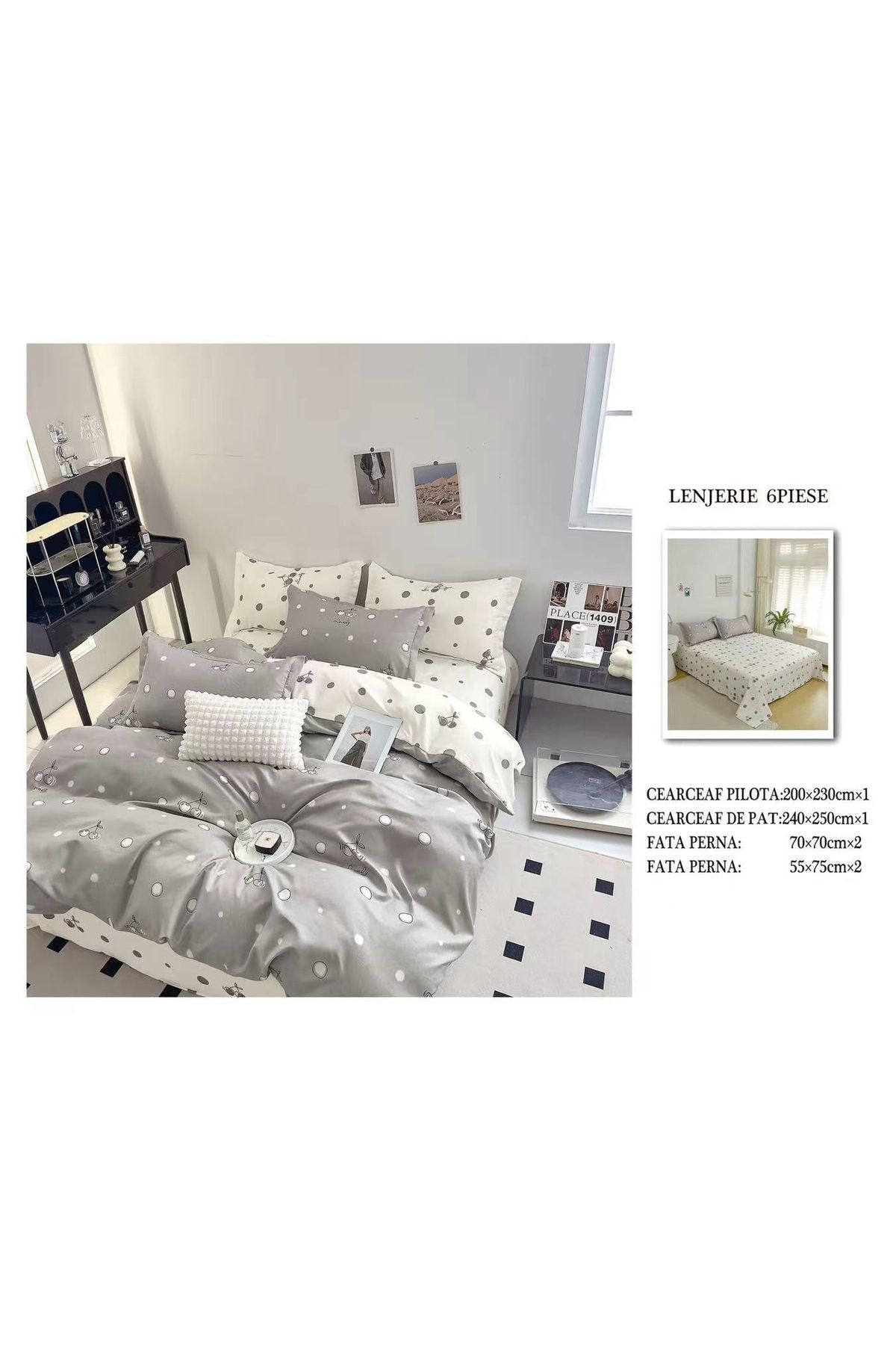 CHIRASO-CHIRASO Finet Bedding Set, 6 Pieces, Sheet 240x250, Quilt 200x230, 4 Pillowcases, Print 2