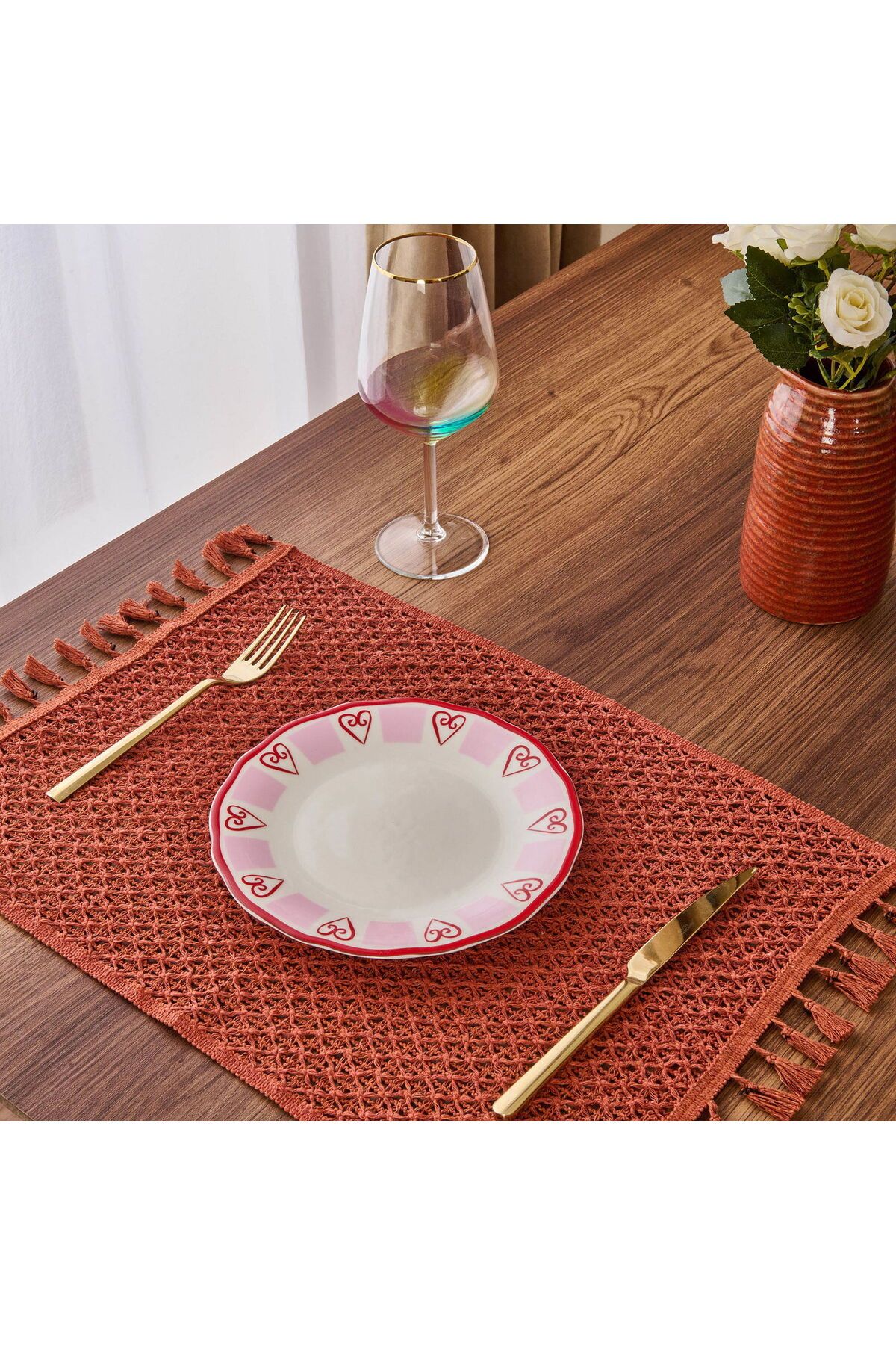 MATMEL Love Tatlı Tabağı - Pembe / Beyaz - 20 cm