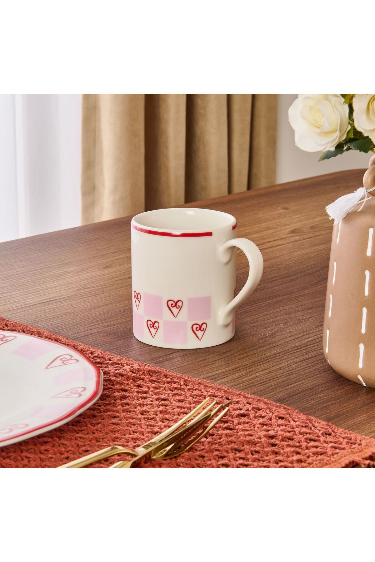 ASPARTAM Love Kupa - Pembe / Beyaz - 290 ml