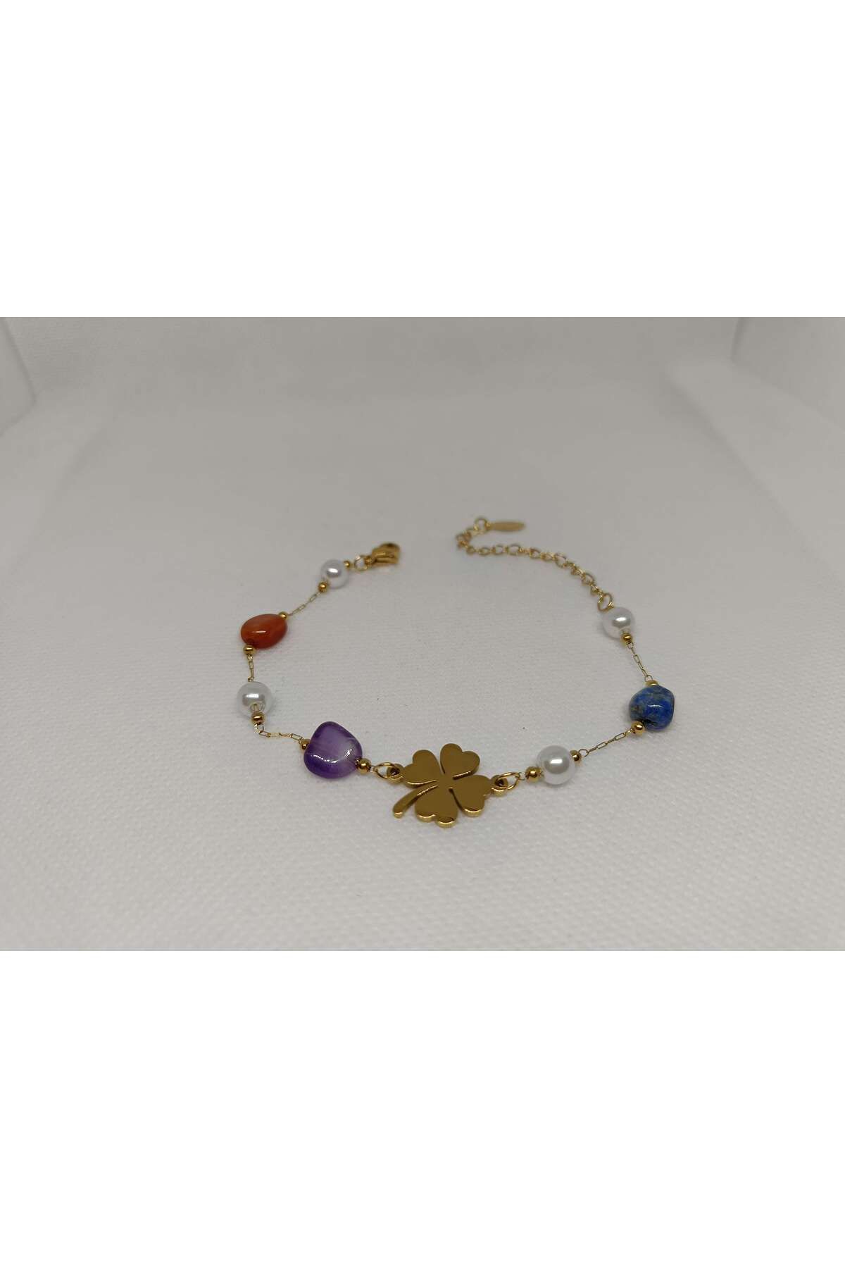 Store 316l Yonca Desenli Paslanmaz Çelik Gold Bileklik