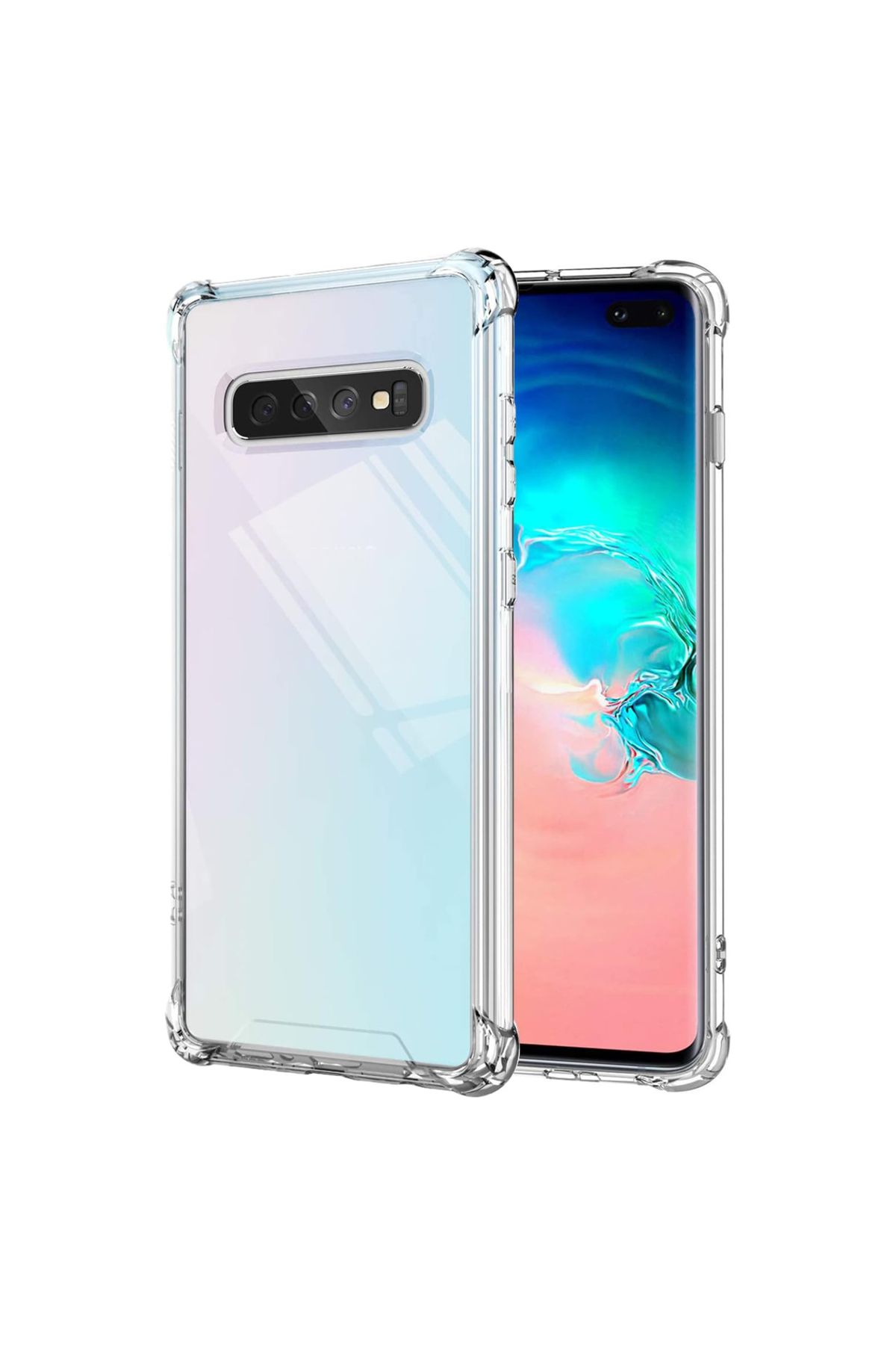CaseArt Samsung Galaxy S10 Plus ile uyumlu Kapak Köşe Korumalı Airbag Antishock Şeffaf Silikon Kılıf