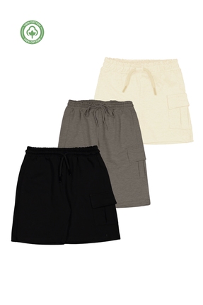 Divonette Erkek Kız Çocuk %100 Pamuk 3'lü Set Cepli Model Unisex Şort