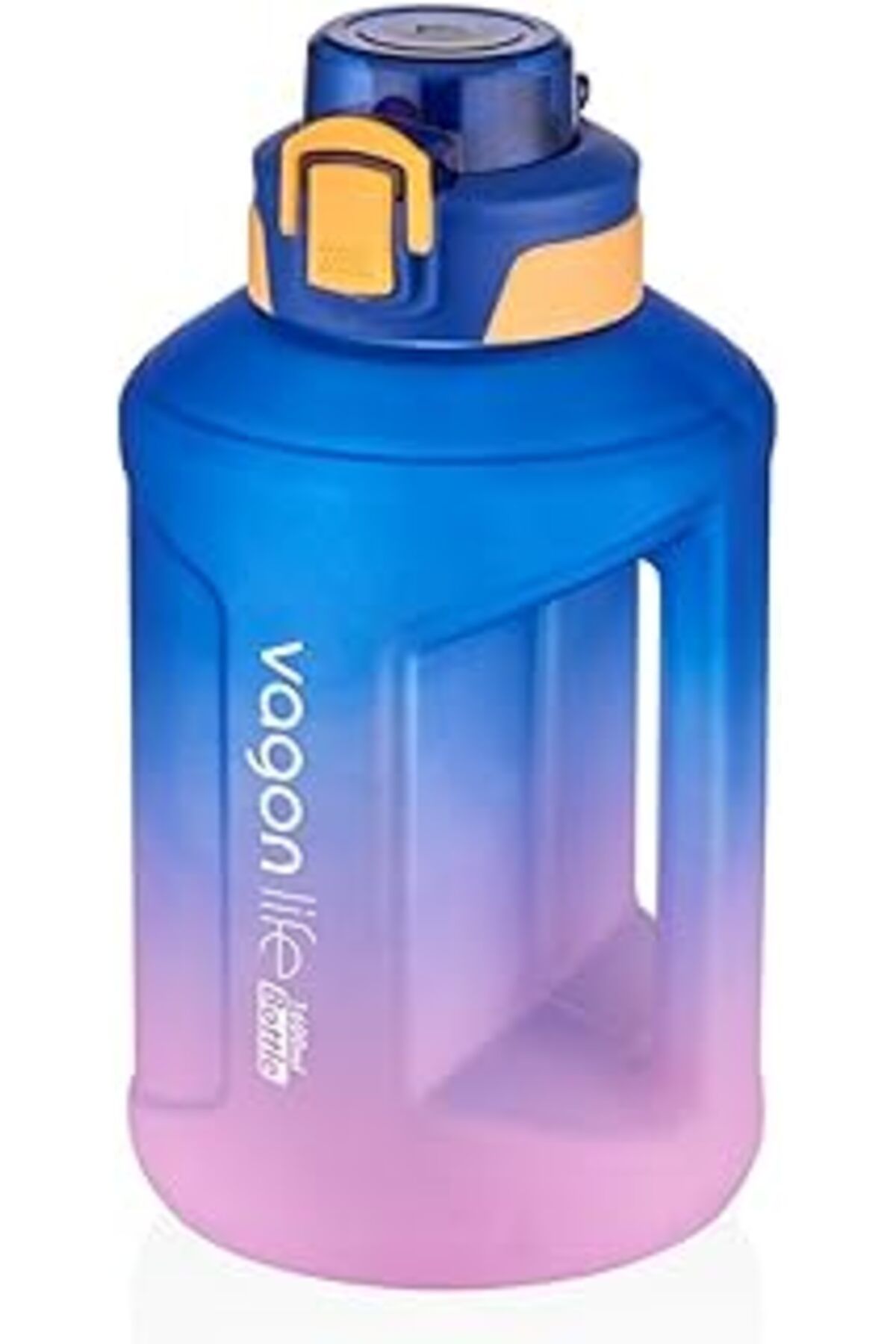 Mu Art Ahşap 1600ml Çift Renk Taşıma Askılı Ve Kulplu Motivasyon Su Matarası Sticker Sm-2307-mavimor