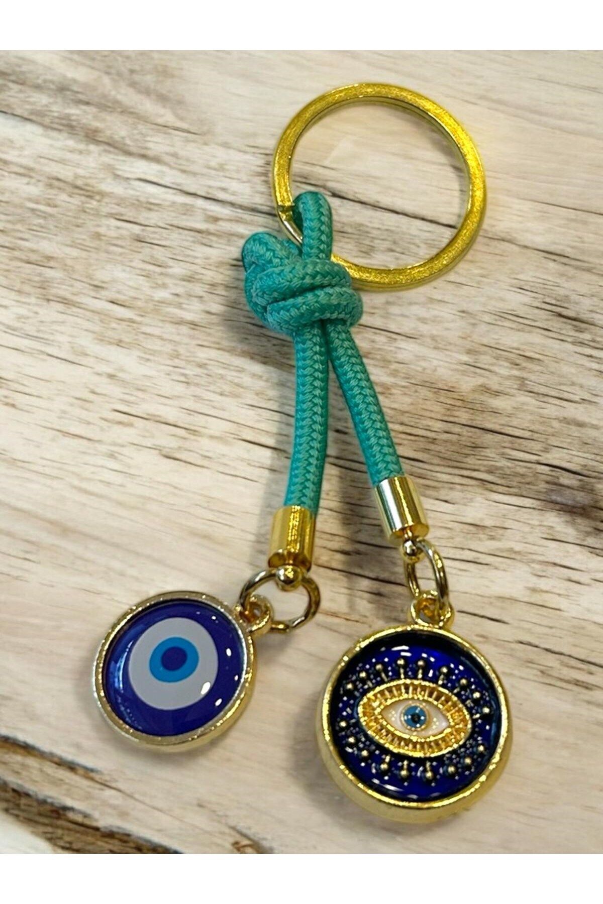 HEDİYE FİKRİ Çift Nazar Boncuklu Anahtarlık - Mavi (10,5 cm) Hediyelik