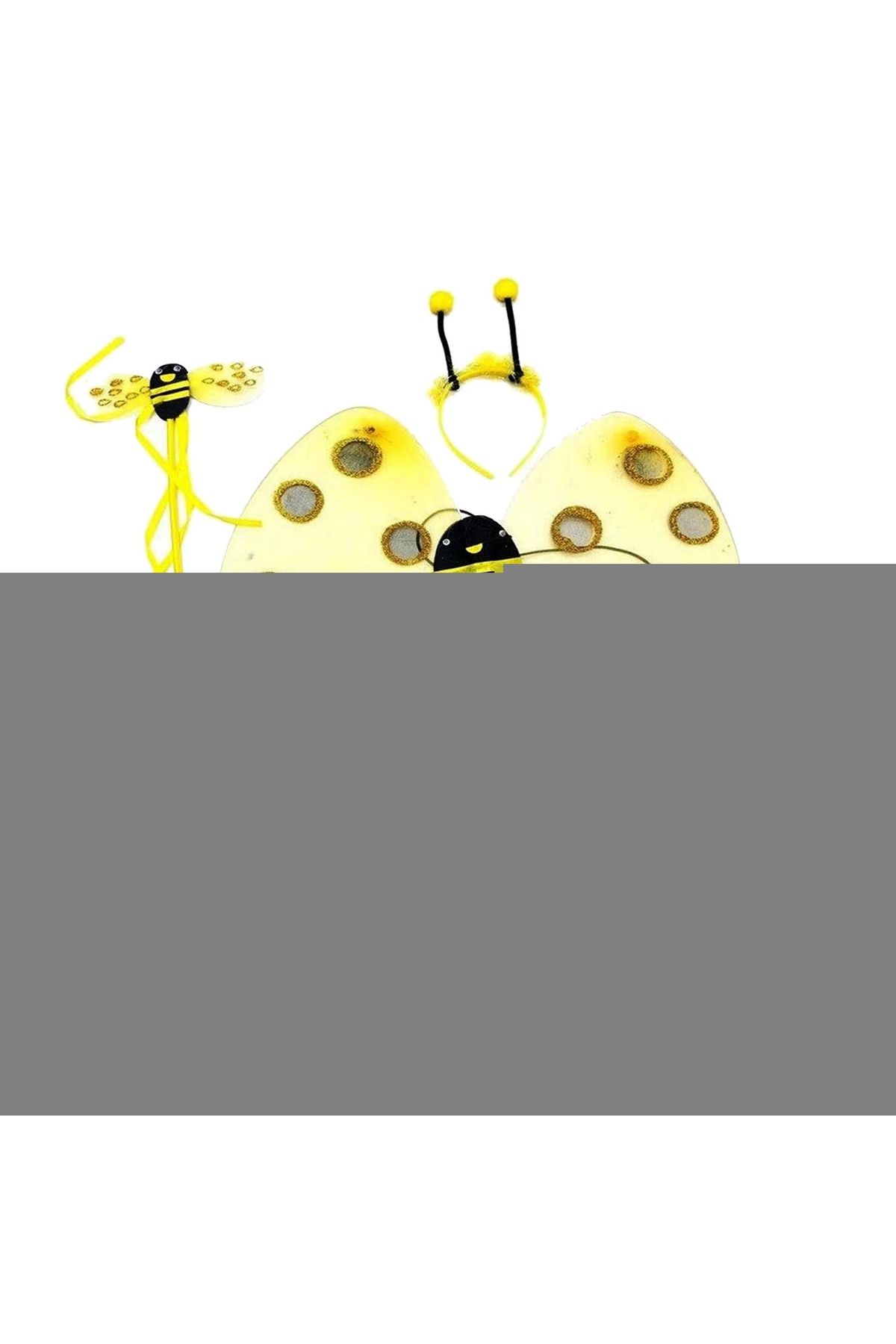 No8 Home Sarı Renk Arı Kostüm Seti (tütü, Kanat, Taç, Asa)