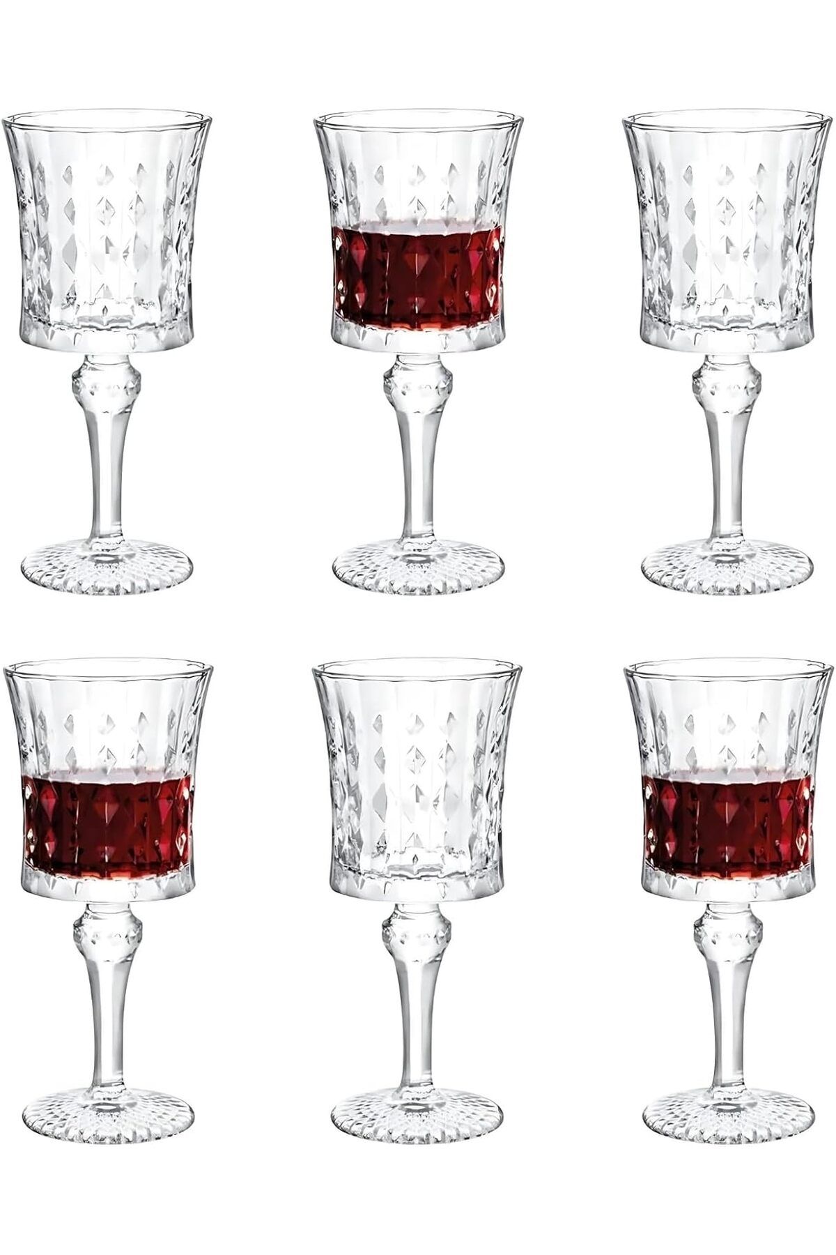 STOREMAX ELZ Kristal Kadeh Seti - 200 ml Zarif Desenli Bardak, Su ve Şerbet Kadehi, Dt ve Günlük Kullanım