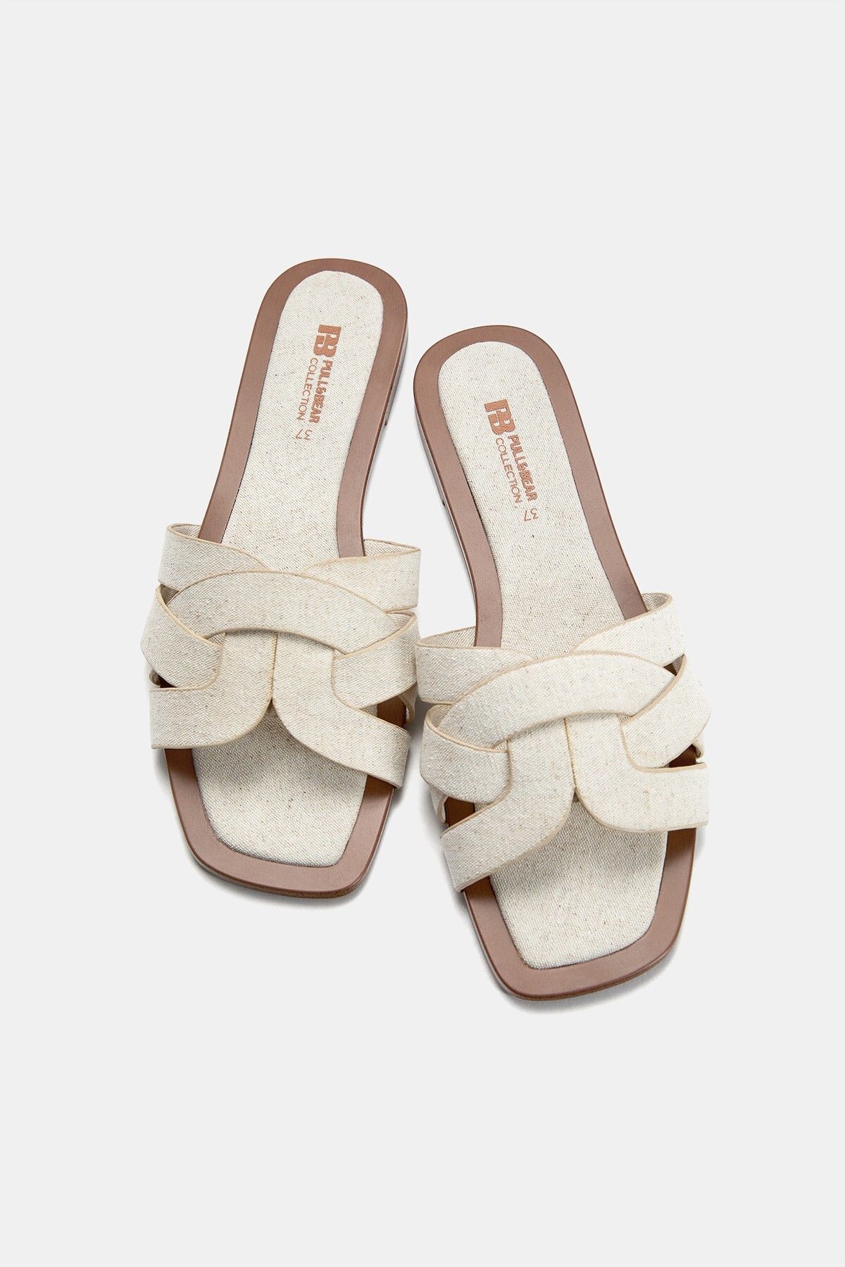 Pull & Bear-Fabric flat slider sandals 4