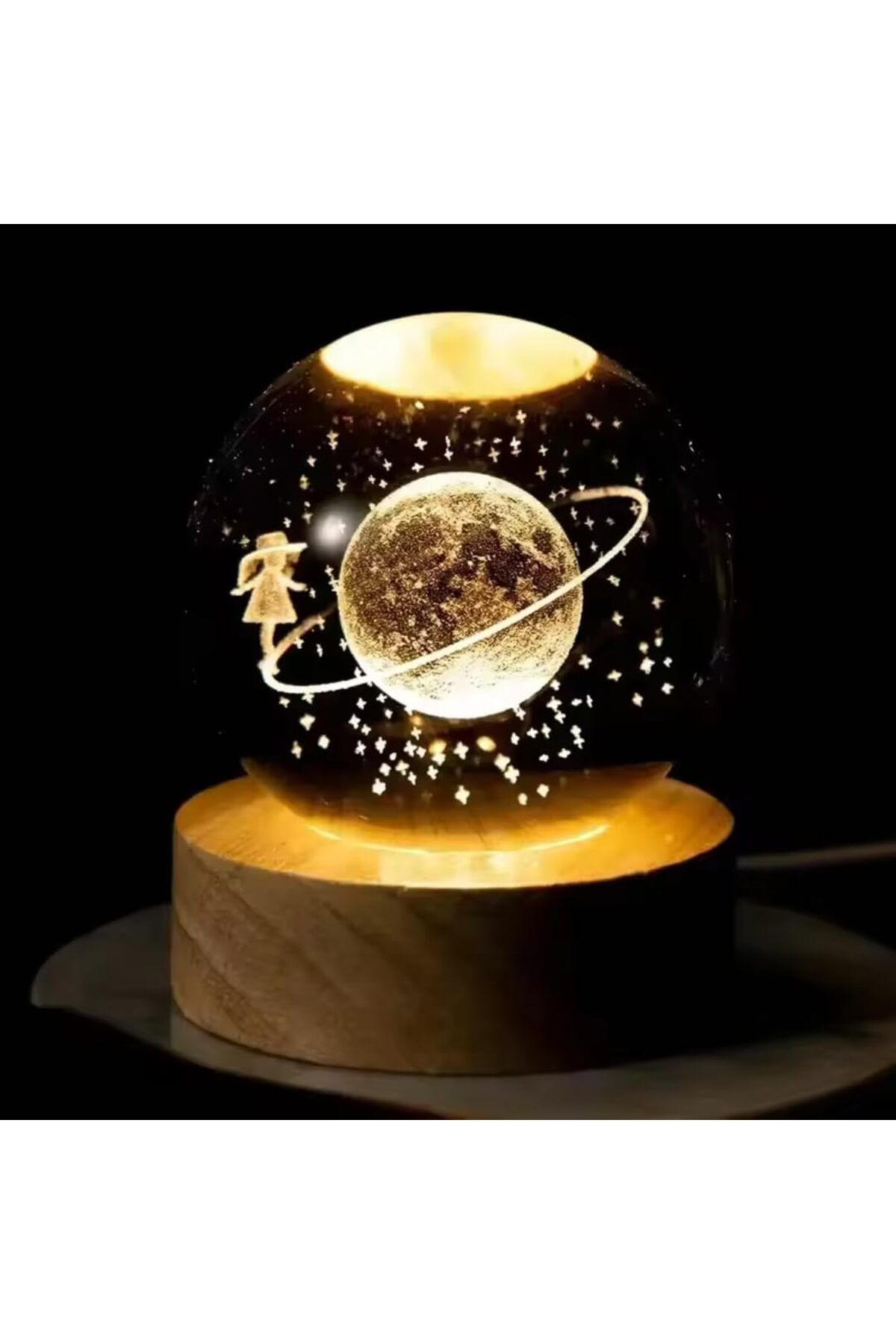 STOREMAX ELZ Işıklı Cam Gece Lambası Küre Kristal Renk Değiştiren LED Işıklı Dekoratif Hediyelik Sa