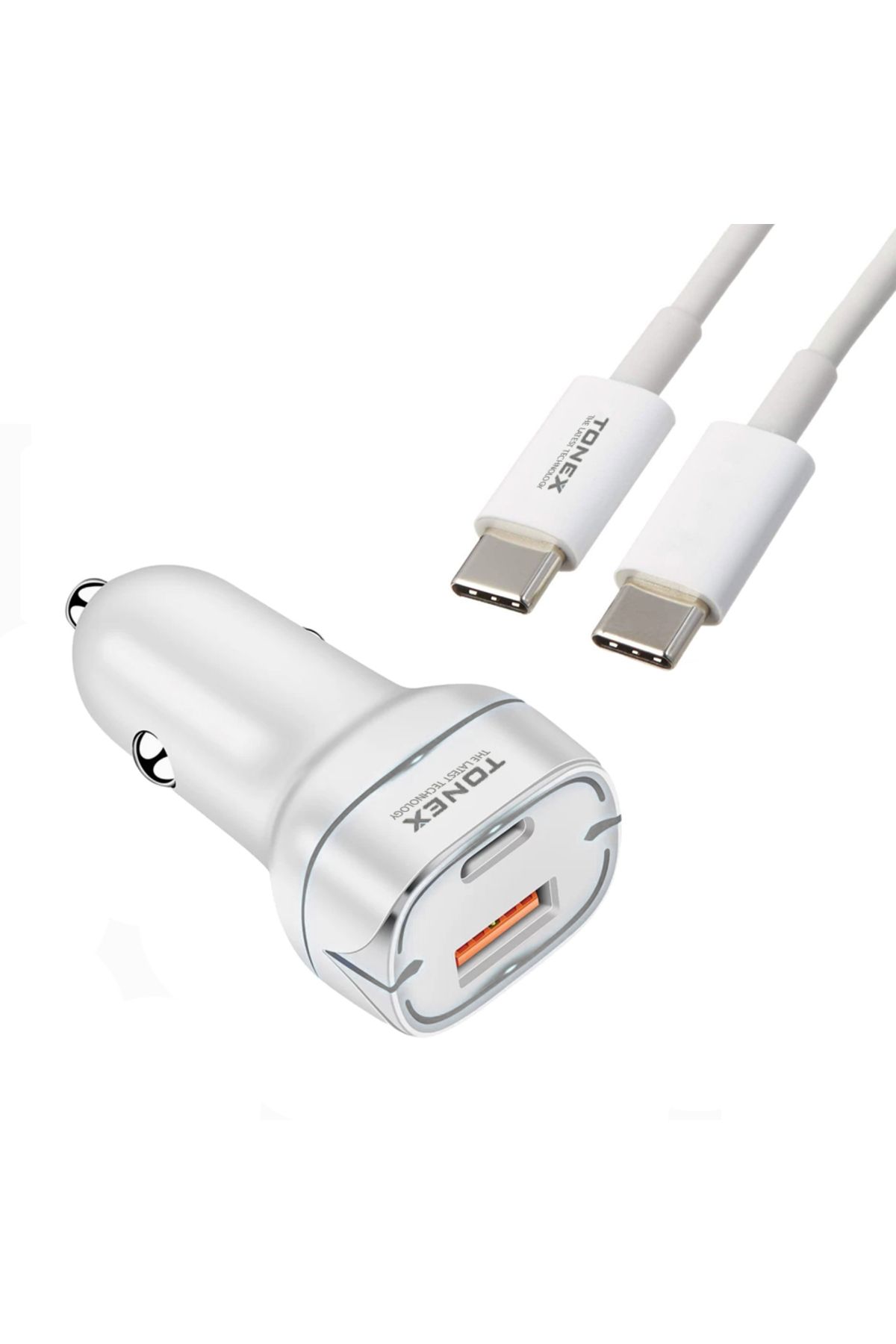 tonex TA-38W PD + USB-A Type-C to Type-C Kablolu Araç İçi Şarj Aleti Set