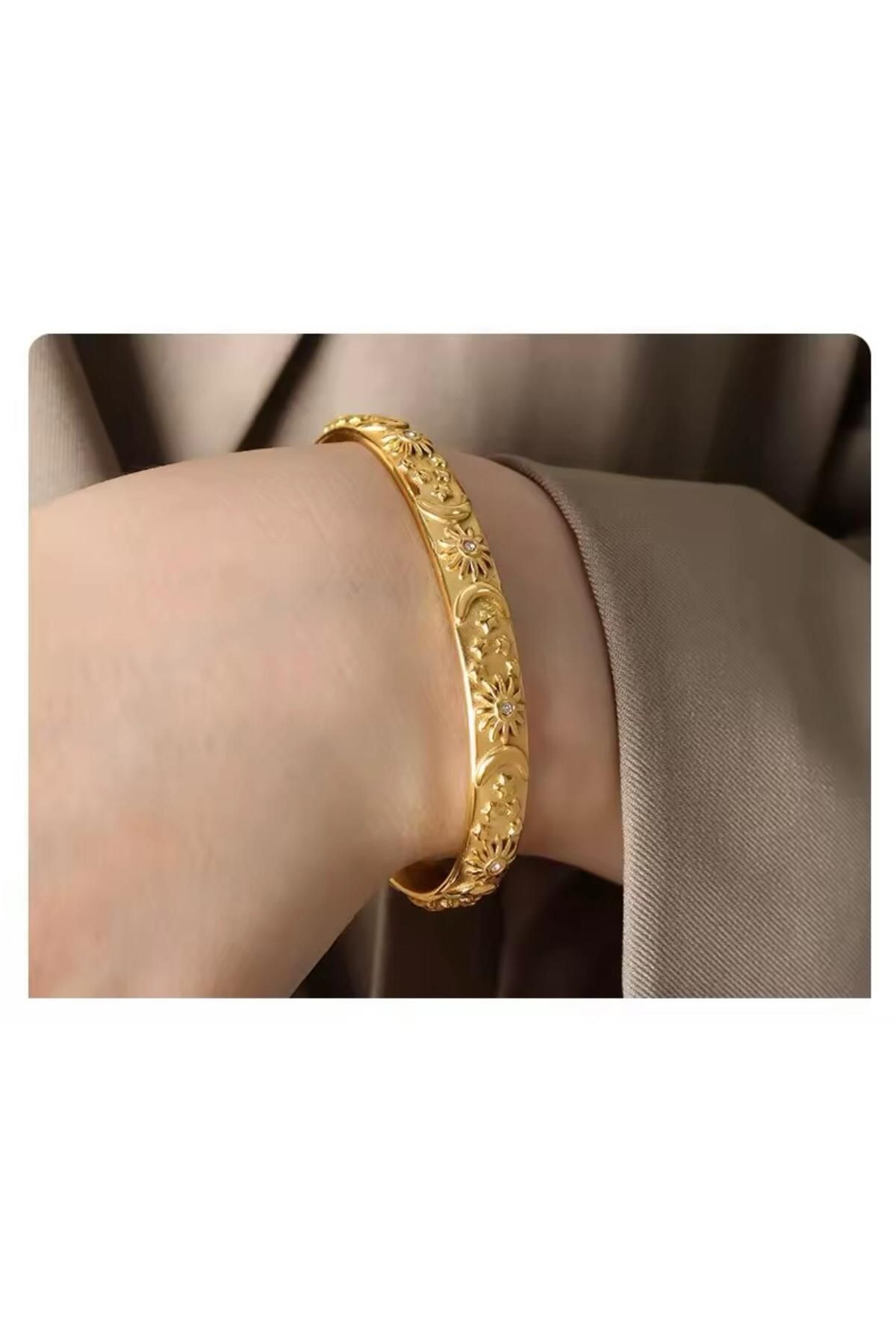 bijoux uniques ay güneş çelik kadın bilezik