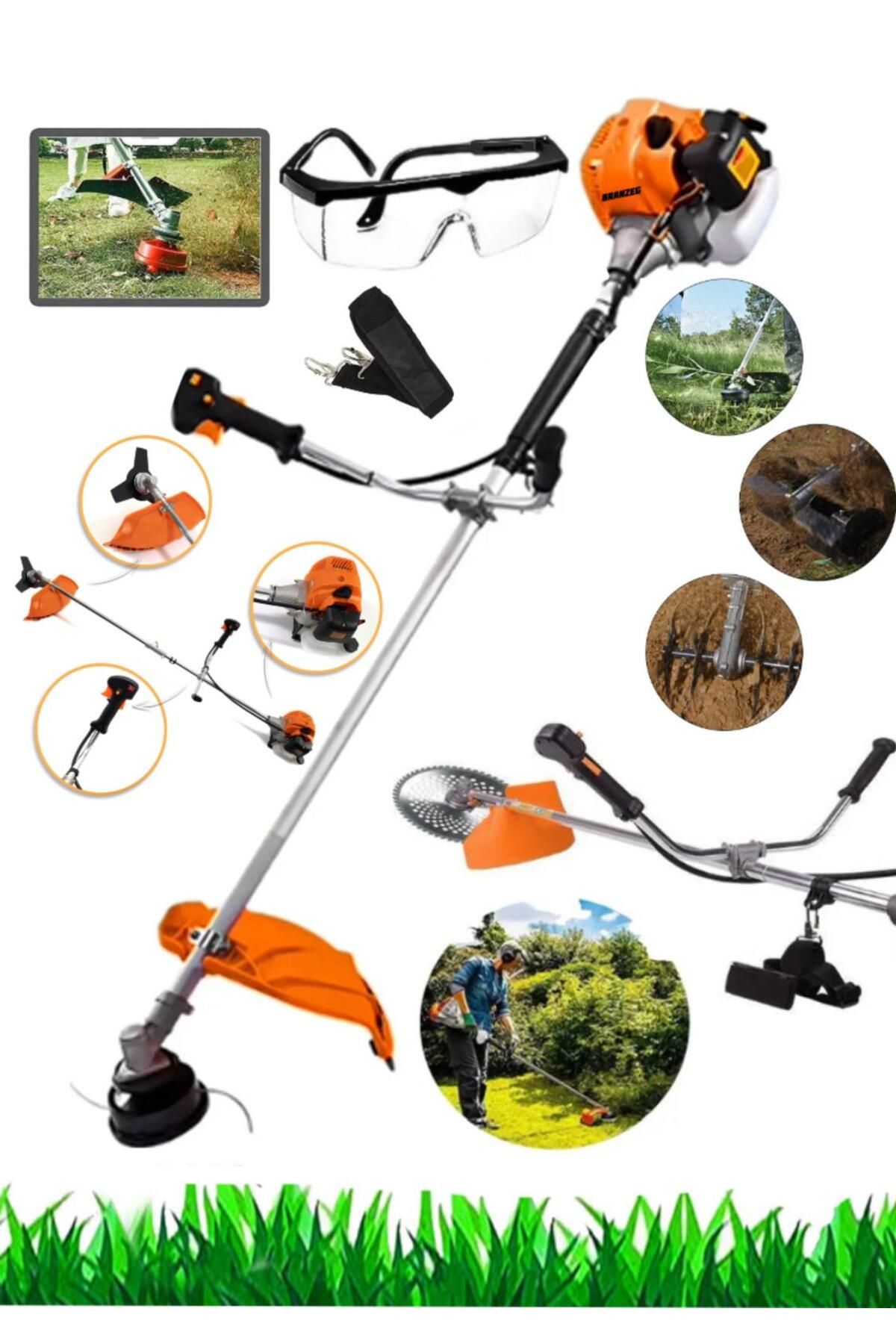 BRANZEG Benzinli Ot Çalı Biçme 4.2KWA 6 HP 9600 Dk Silindir Hacmi 62cc 40 Diş Bıçak (Testere)