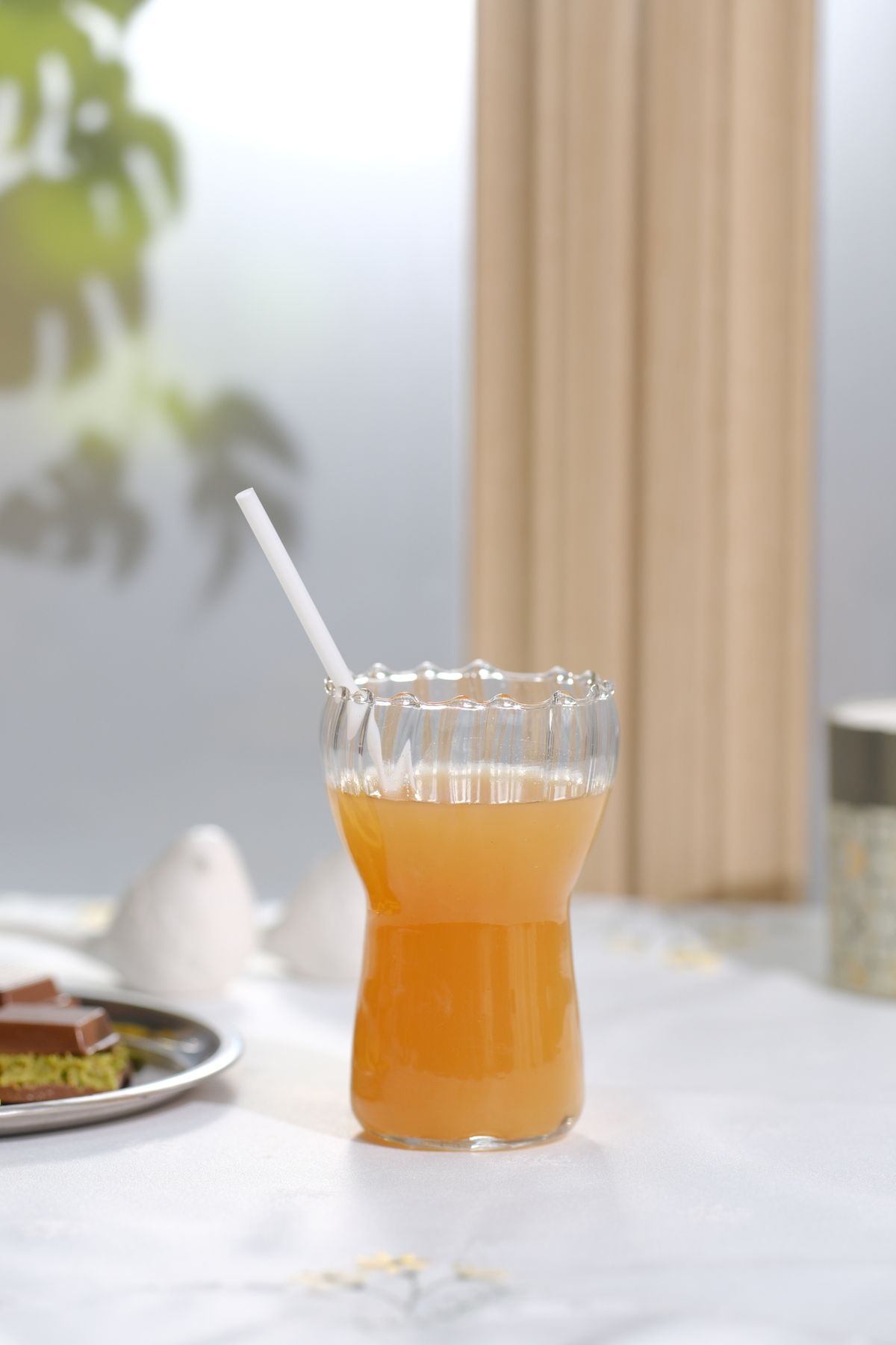 BACK SINE 2 Adet - Modern Oluklu Cam Bardak 400 ml – Kafe & Ev Sunumları İçin Özel Tasarım