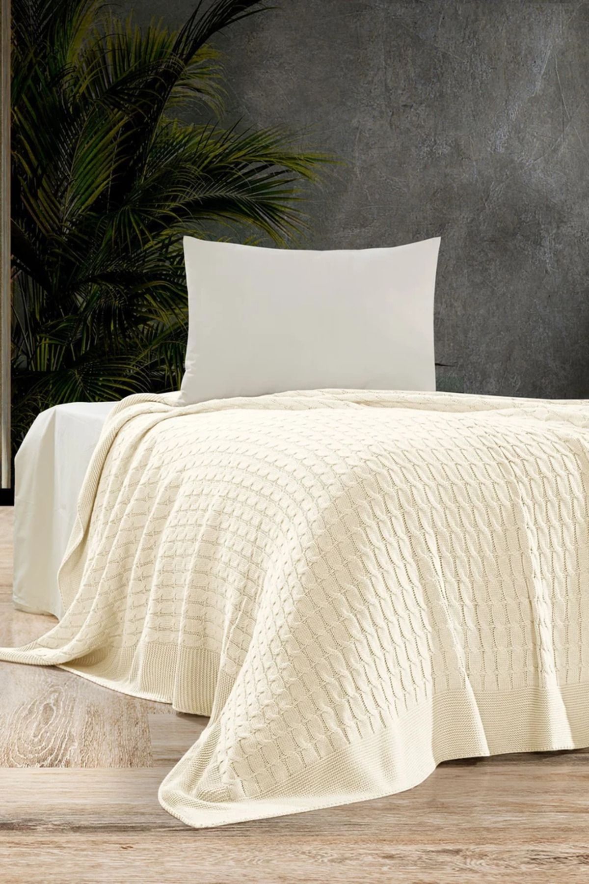 DOUX HOME Petra Triko Yatak Örtüsü Tek Kişilik 180 X 230 Kemik