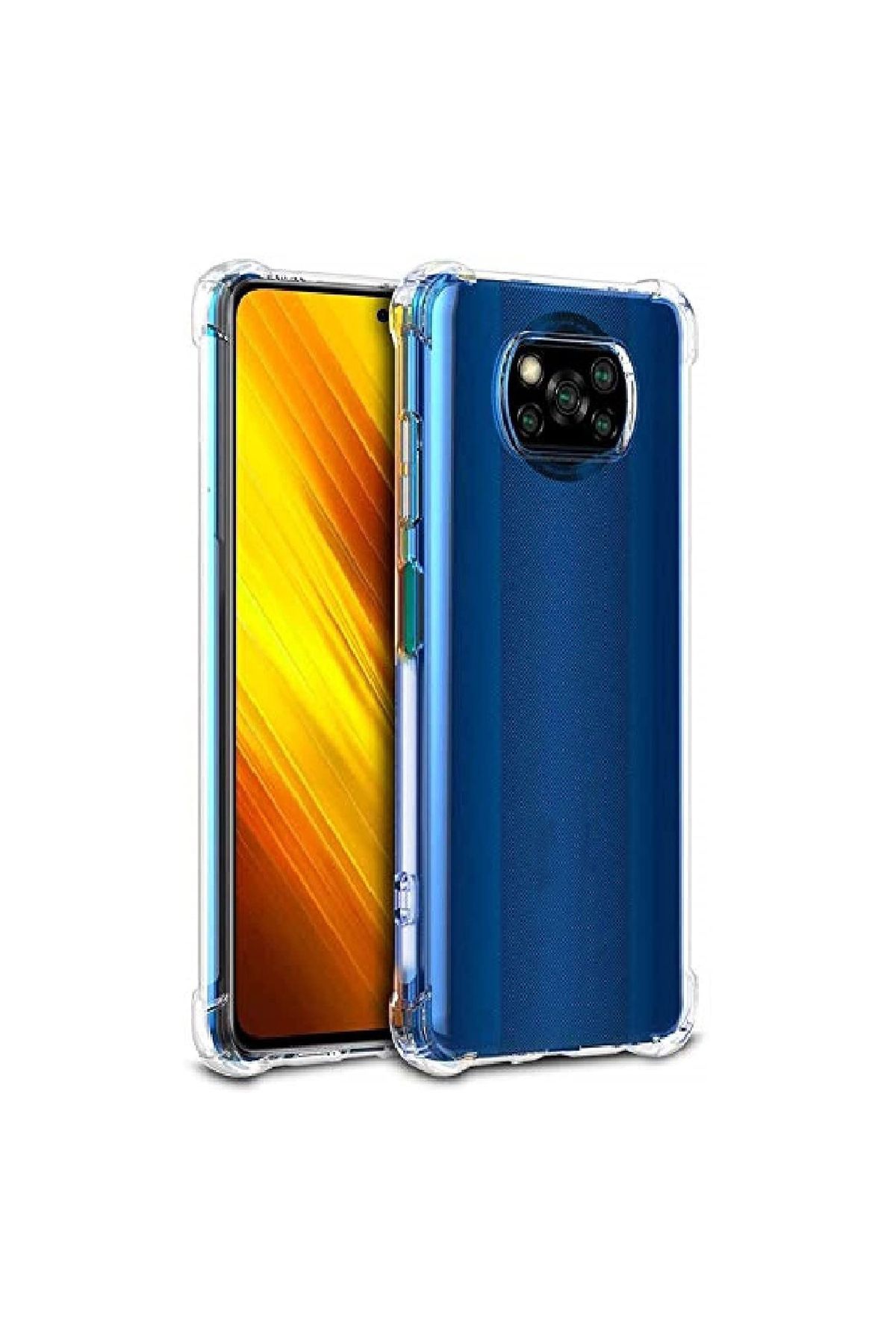 CaseArt Xiaomi Poco X3 ile uyumlu Kapak Köşe Korumalı Airbag Antishock Şeffaf Silikon Kılıf