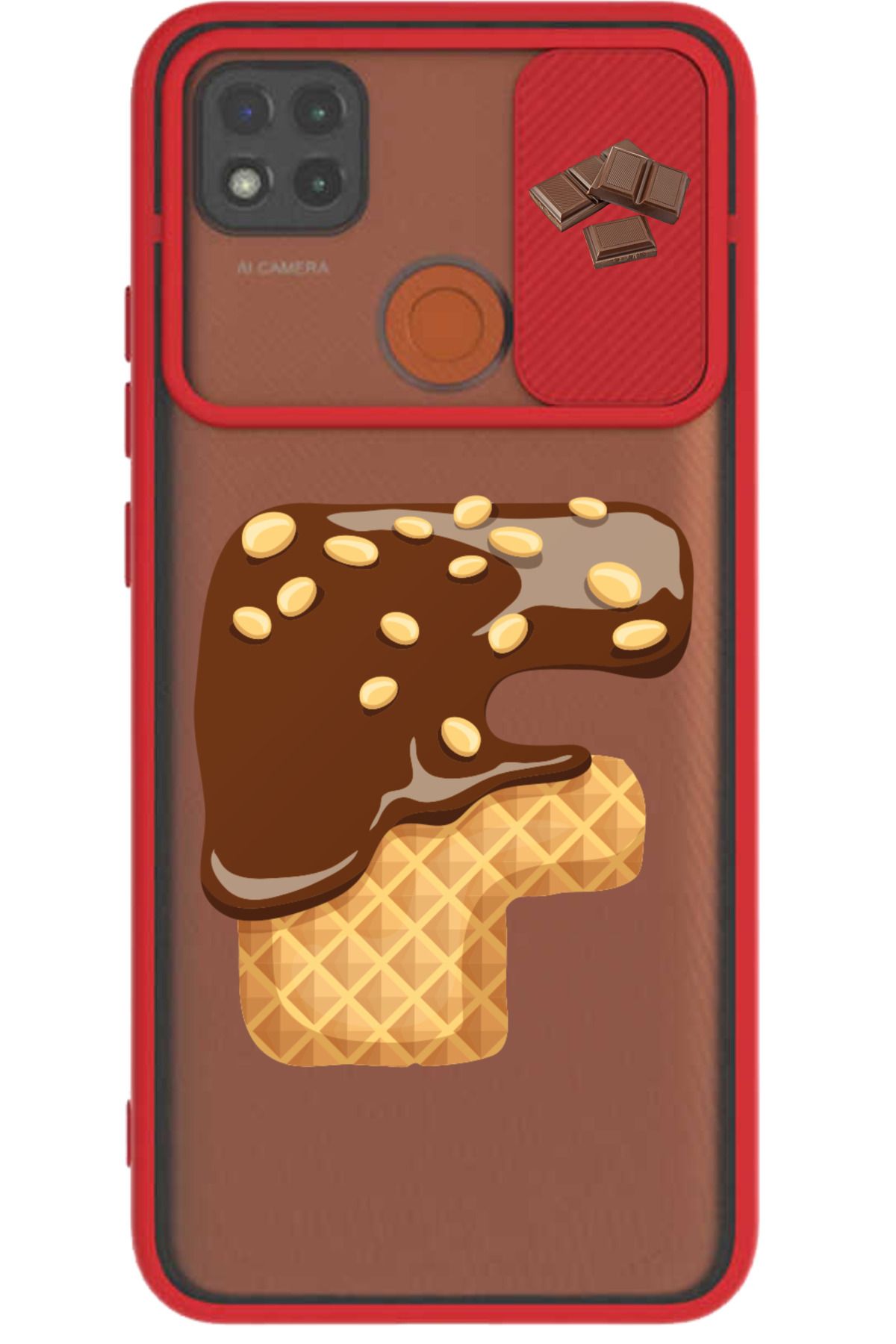 Rotaks Xiaomi Redmi 9c Uyumlu Kılıf Sürgülü Slayt İsme Özel Çikolata Harf Baskılı