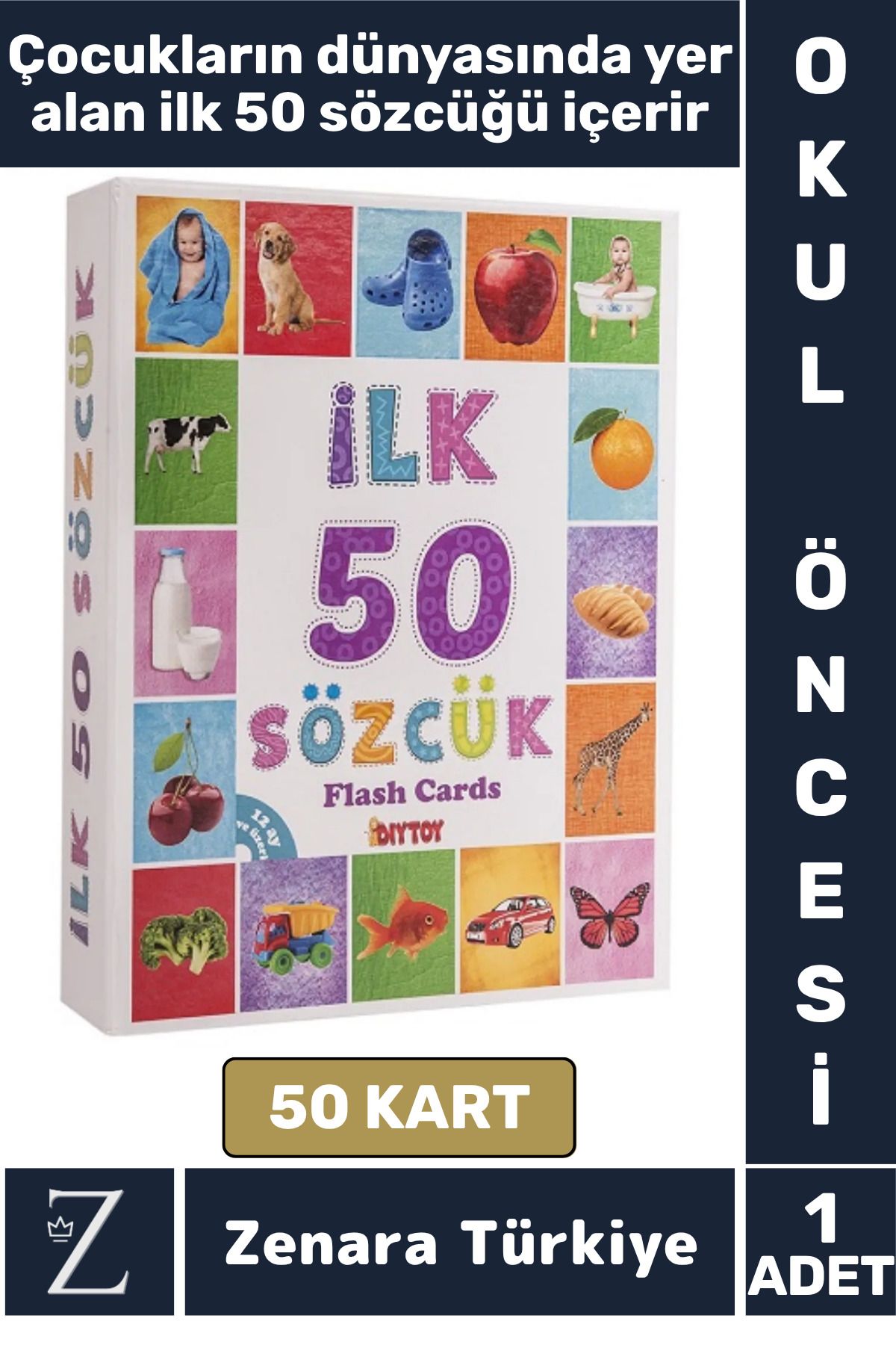 Zenara Okul Öncesi Dil Bilgisi Geliştirici Renk Tanım Hafıza Geliştirici Eğlenceli Eğitici İLK 50 SÖZCÜK