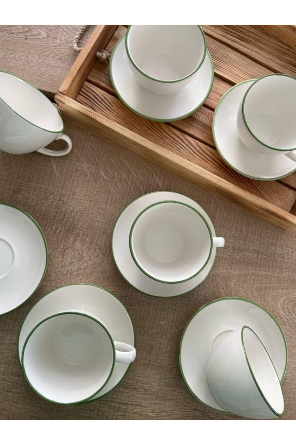 STOREMAX ELZ Porselen Latte/cappuccino/çay Fincan Takımı 2 Kişilik (Yeşil File) FRNTR 1127478