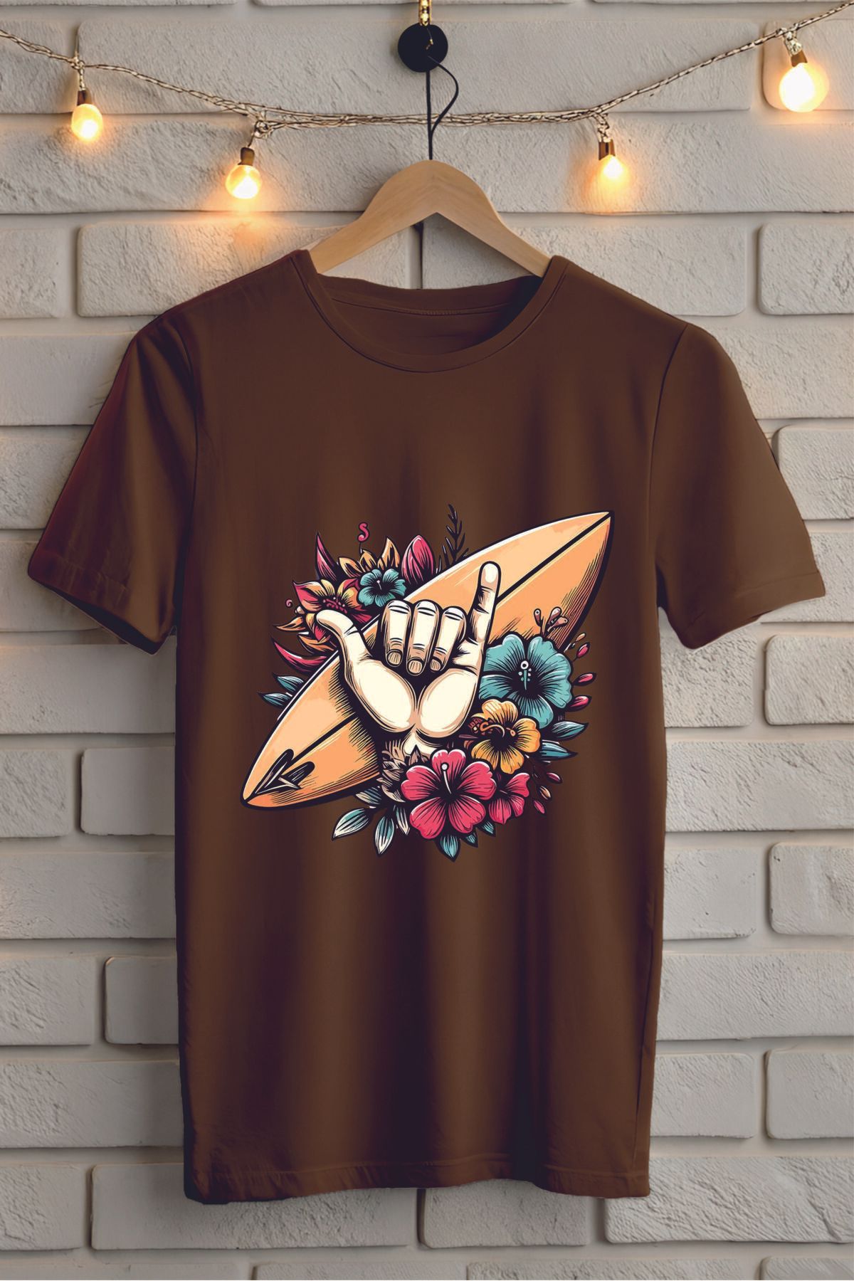 ModaSphere Sörf Baskılı Unisex Oversize Tişört