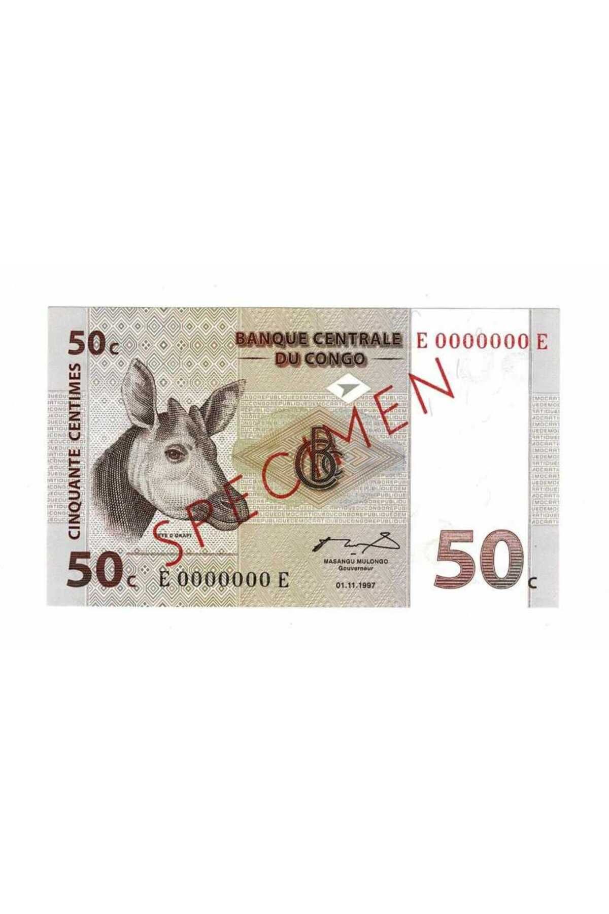 Gökçe Koleksiyon Kongo 50 Centimes 1997 SPECIMEN - ÇİL YKP7477