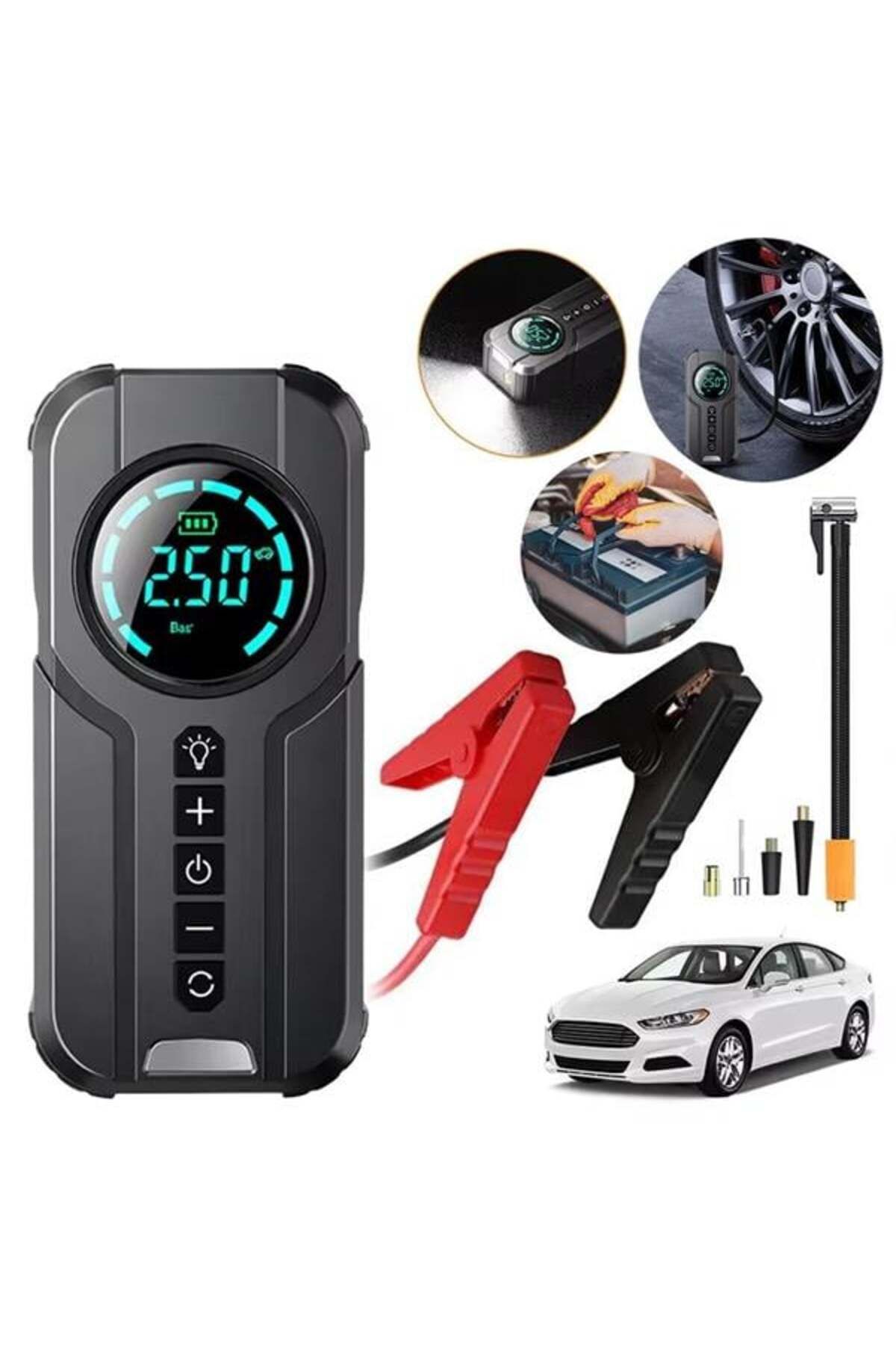 Pazarcan Powermaster Powerbank Araç Akü Şarj Lastik Hava Kompresörü Şişirici Taşınabilir Dijital Kablosuz El