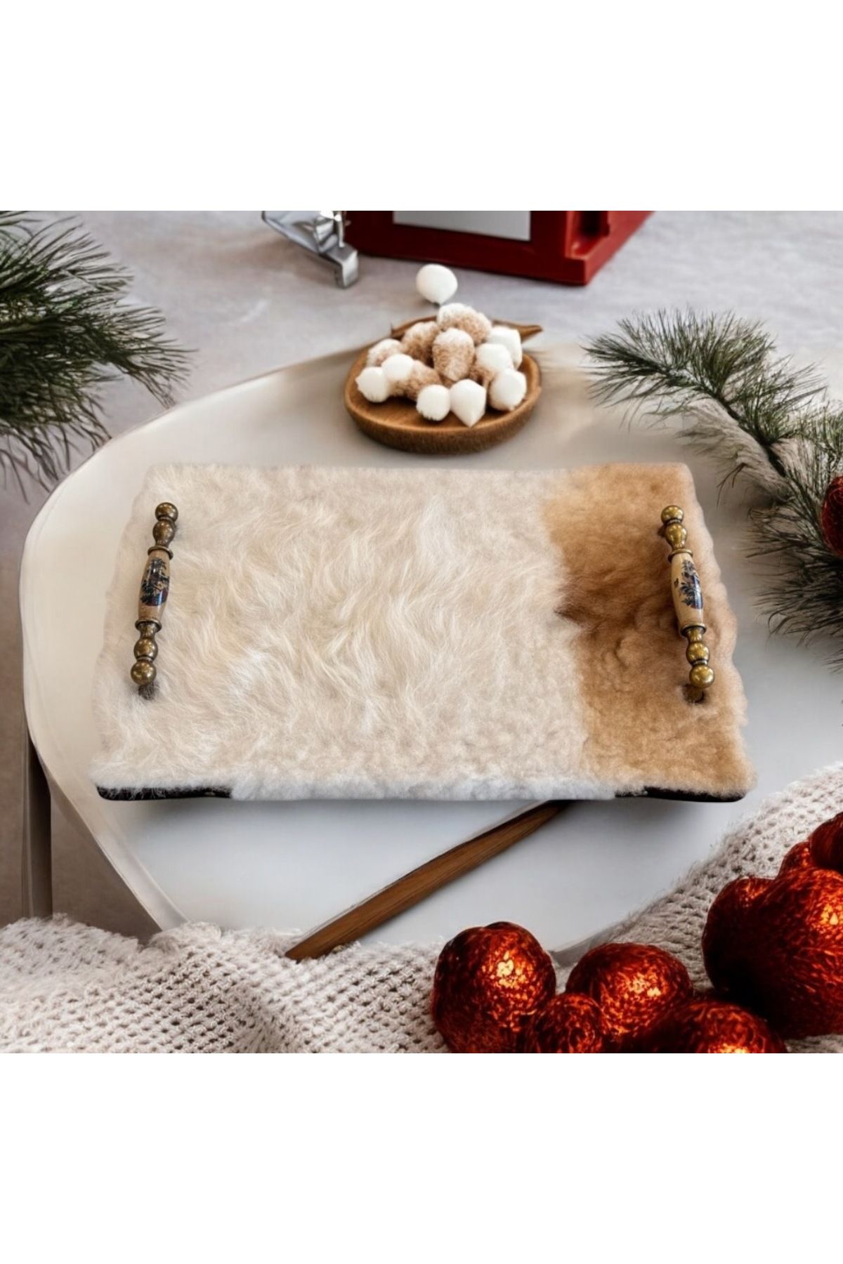 MOLOUD DESIGN ATELIER Coddy III Kürk Kaplama Tepsi