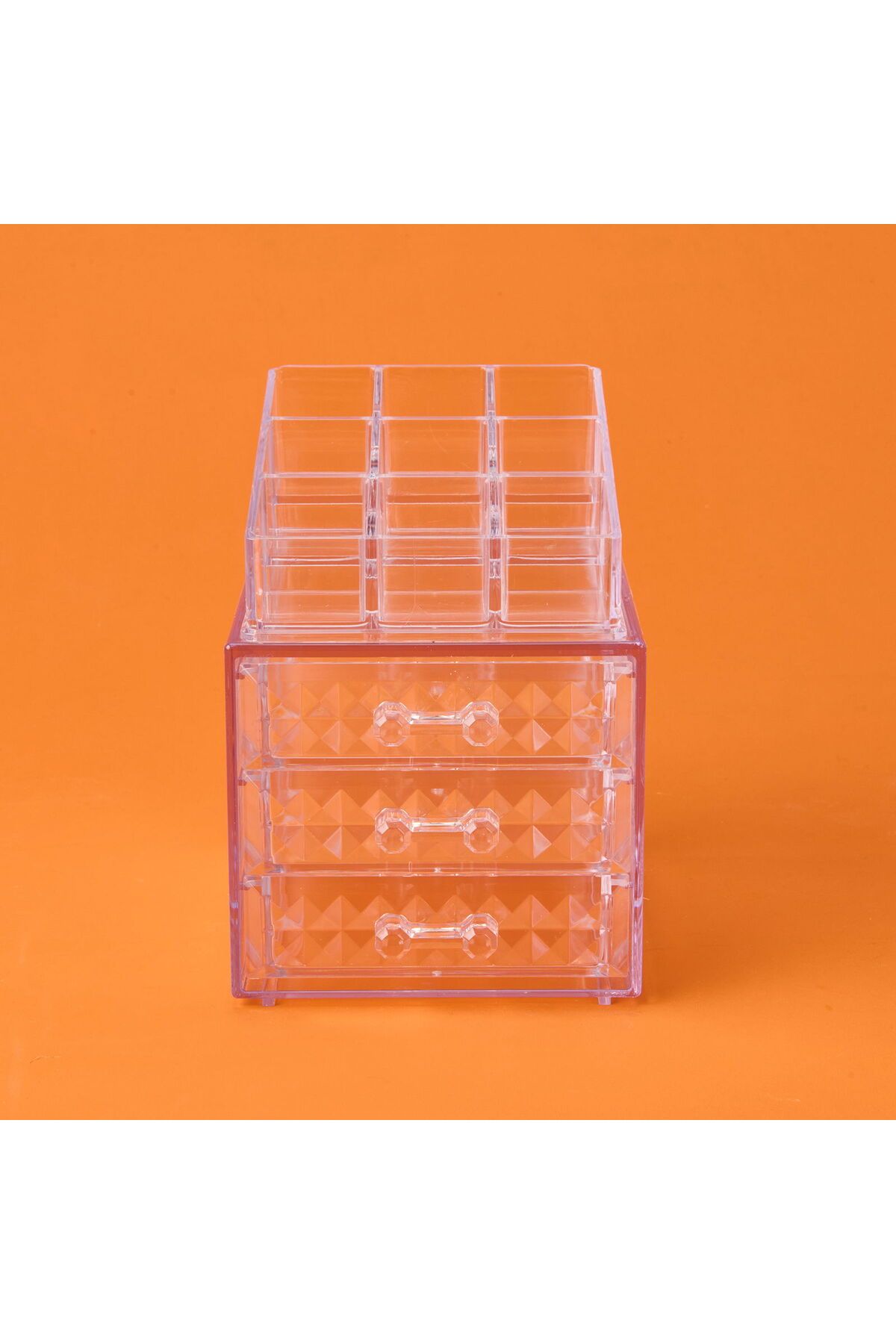 ASPARTAM Living Diamond 3 Çekmeceli Takı ve Makyaj Organizeri - Şeffaf - 15x13x18 cm