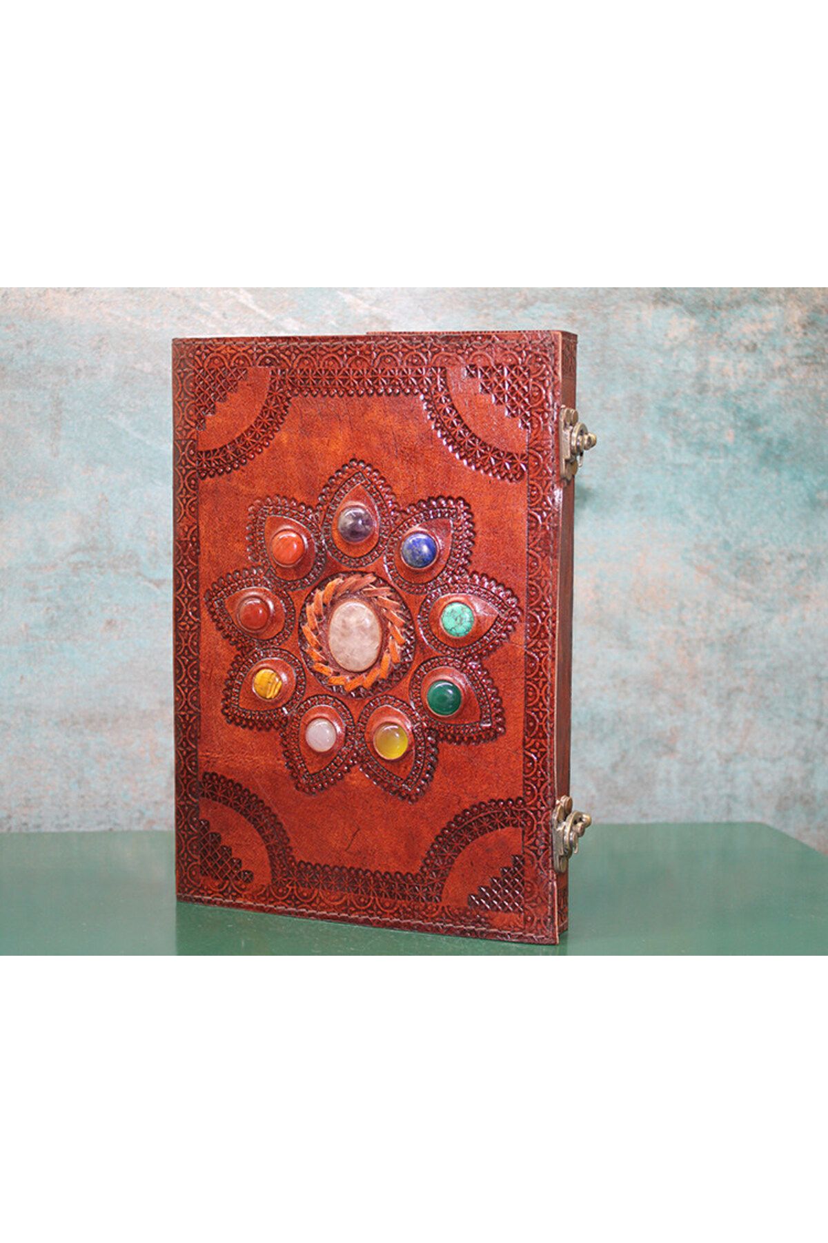 Orkun MANDIRACILAR Taşlı Deri Defter Model 14