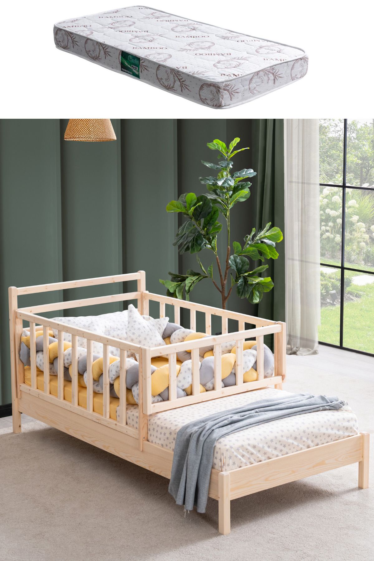 Setay Büyüyen Beşik , Venüs Doğal Ladin Ağaç Büyüyen Karyola - 90x190 Comfort Yatak