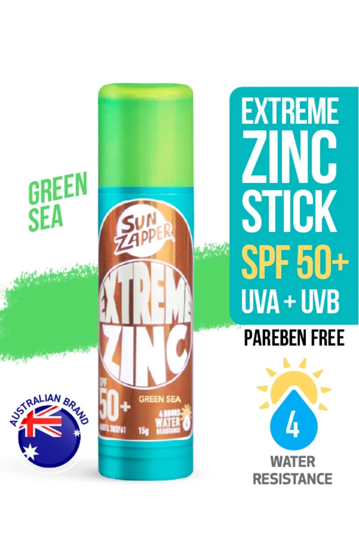 Sun Zapper Extreme Zinc Stick Green Sea SPF 50+ 15g