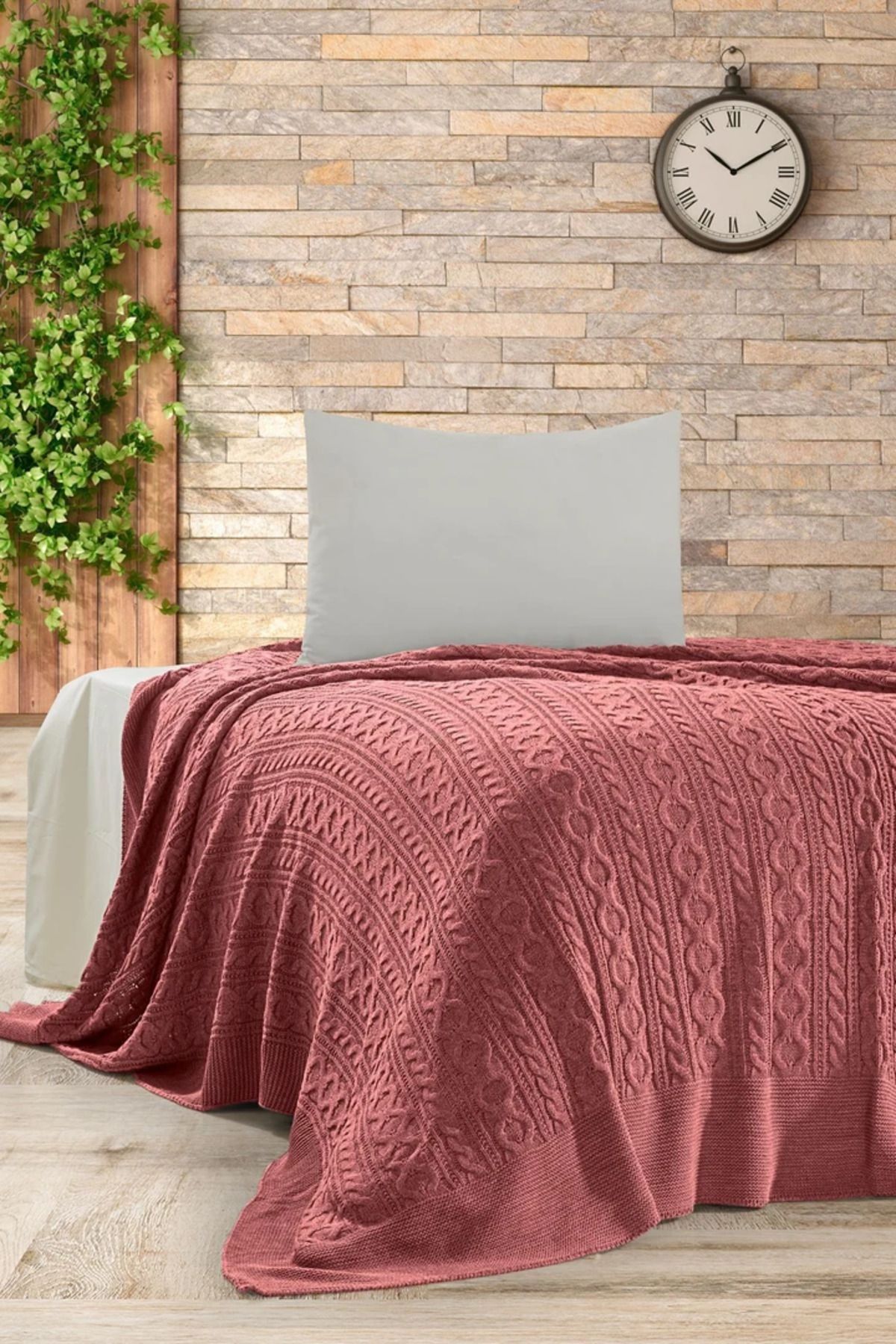 DOUX HOME Mery Triko Yatak Örtüsü Tek Kişilik 180 X 230 Cm Gül