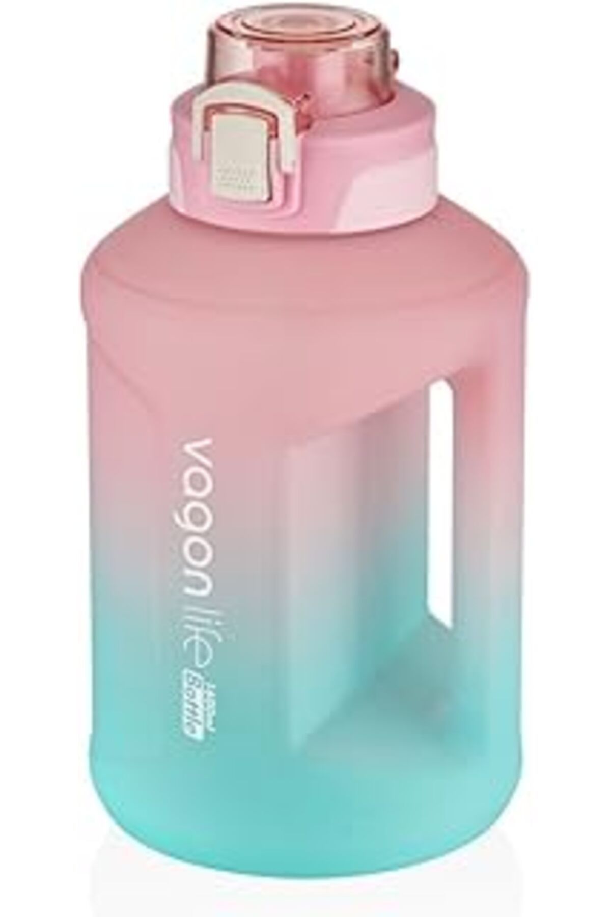 Mu Art Ahşap 1600ml Çift Renk Taşıma Askılı Ve Kulplu Motivasyon Su Matarası Sticker Hediyeli Sm-2307-pembeturku